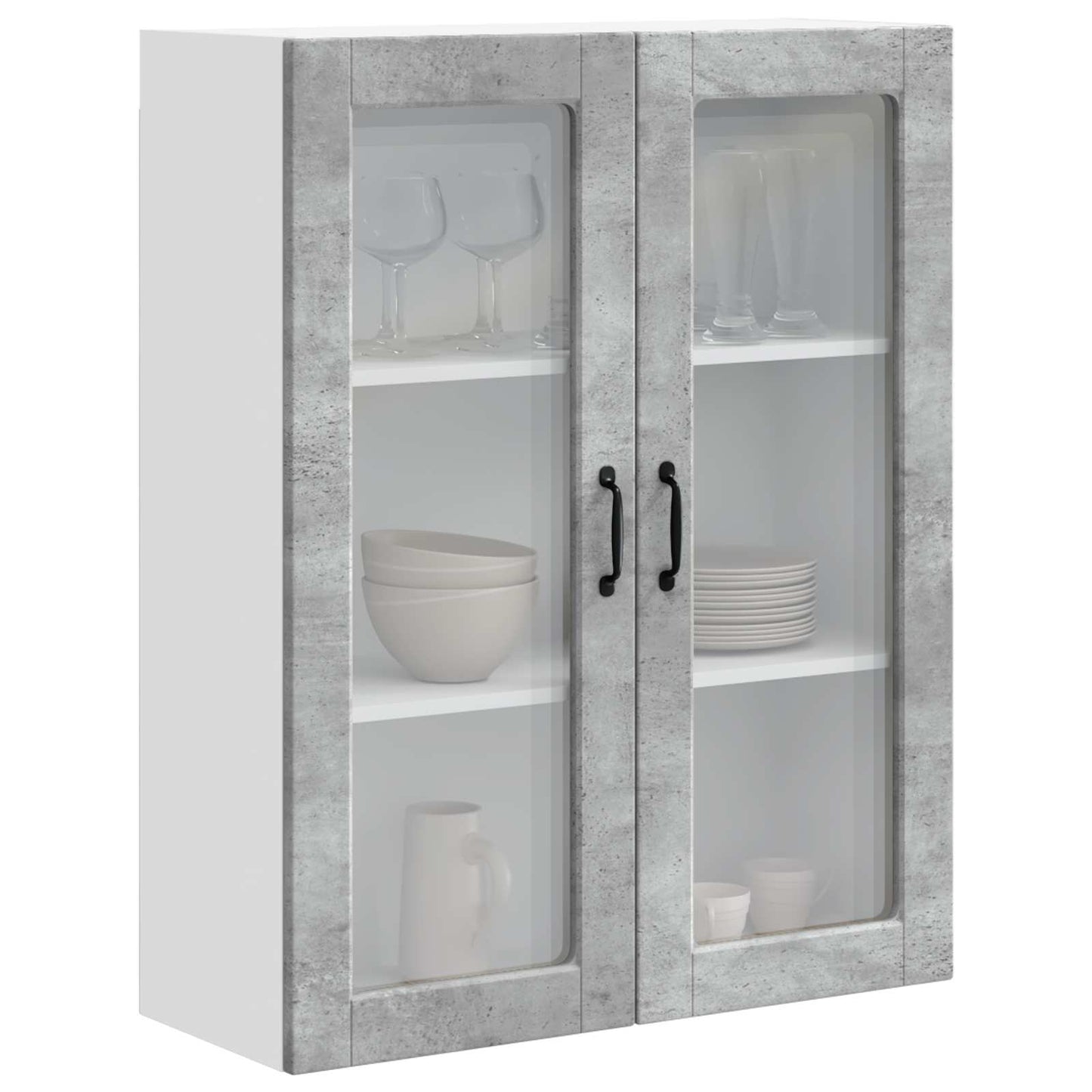 Wall Glass Cabinet PORTO Concrete Grey 80 x 31 x 100 cm