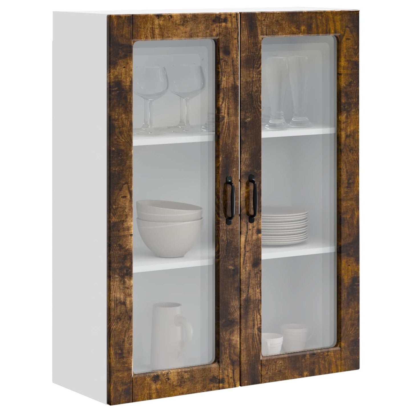 Wall Glass Cabinet PORTO Smoked Oak 80 x 31 x 100 cm