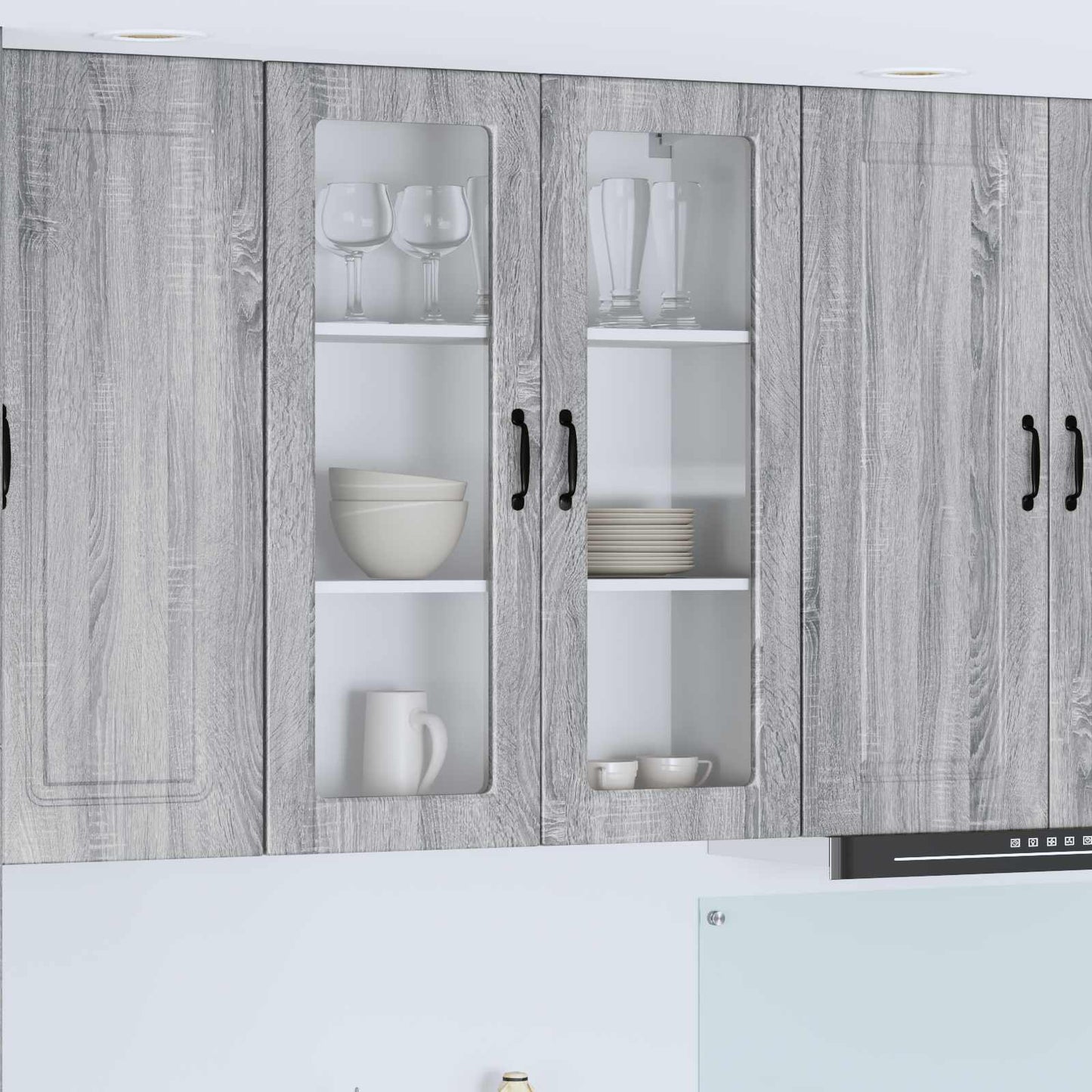 Wall Glass Cabinet PORTO Grey Sonoma 80 x 31 x 100 cm