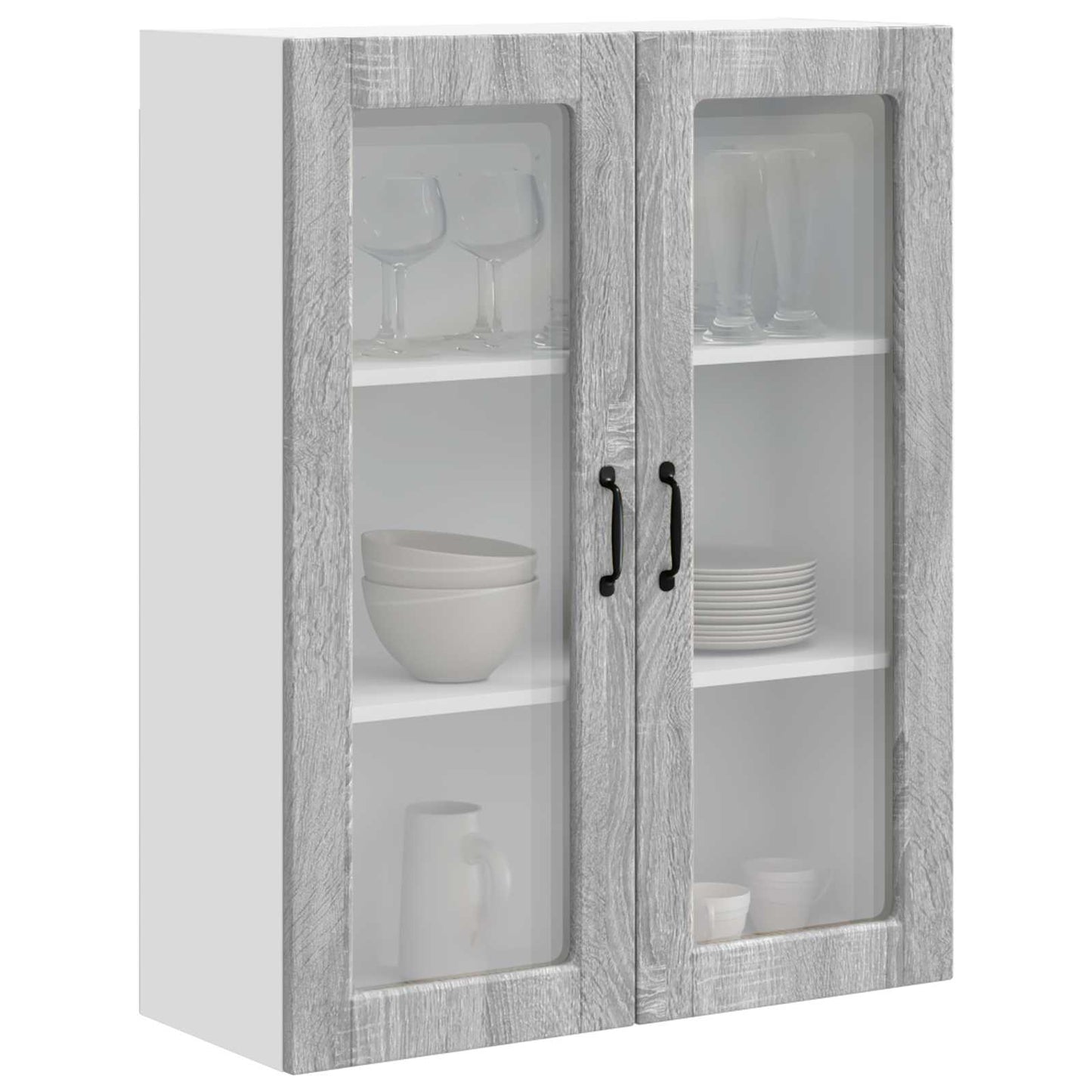 Wall Glass Cabinet PORTO Grey Sonoma 80 x 31 x 100 cm