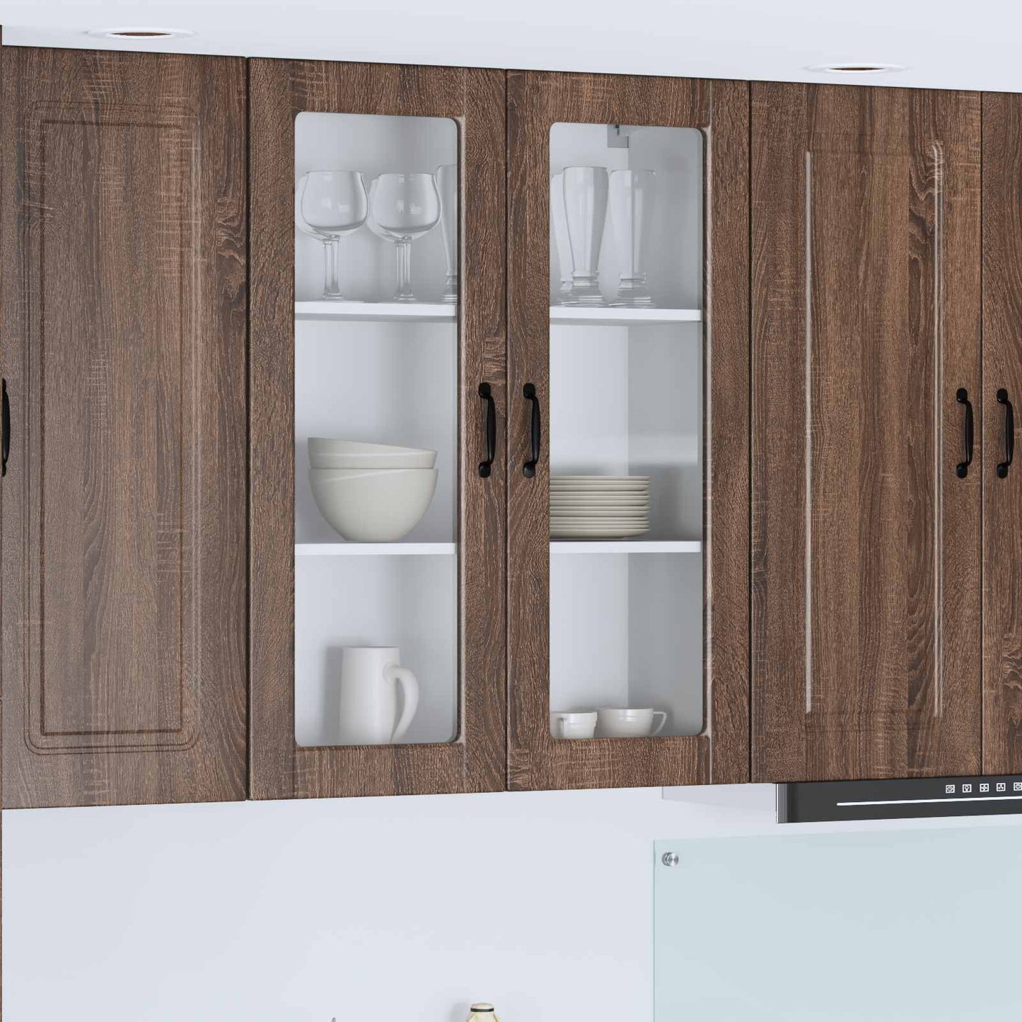 Wall Glass Cabinet PORTO Brown Oak 80 x 31 x 100 cm