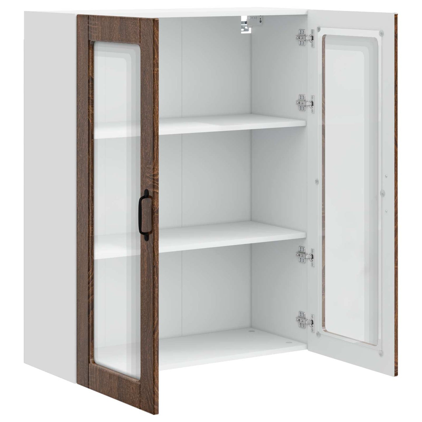 Wall Glass Cabinet PORTO Brown Oak 80 x 31 x 100 cm