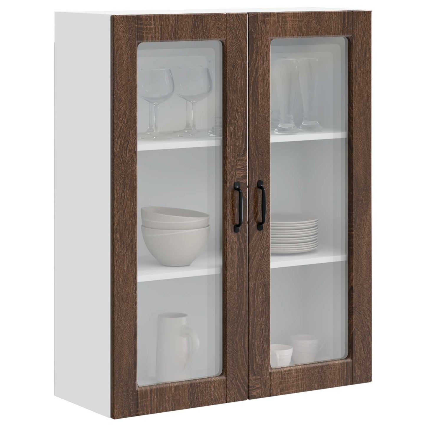 Wall Glass Cabinet PORTO Brown Oak 80 x 31 x 100 cm