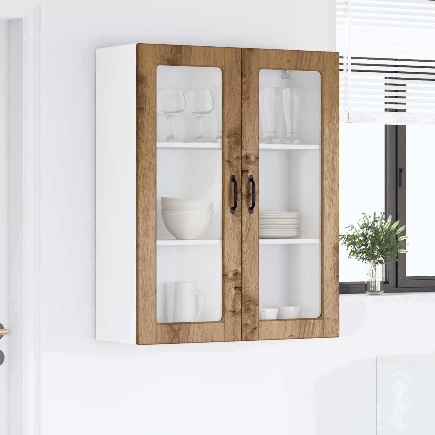 Wall Glass Cabinet PORTO Artisan Oak 80 x 31 x 100 cm