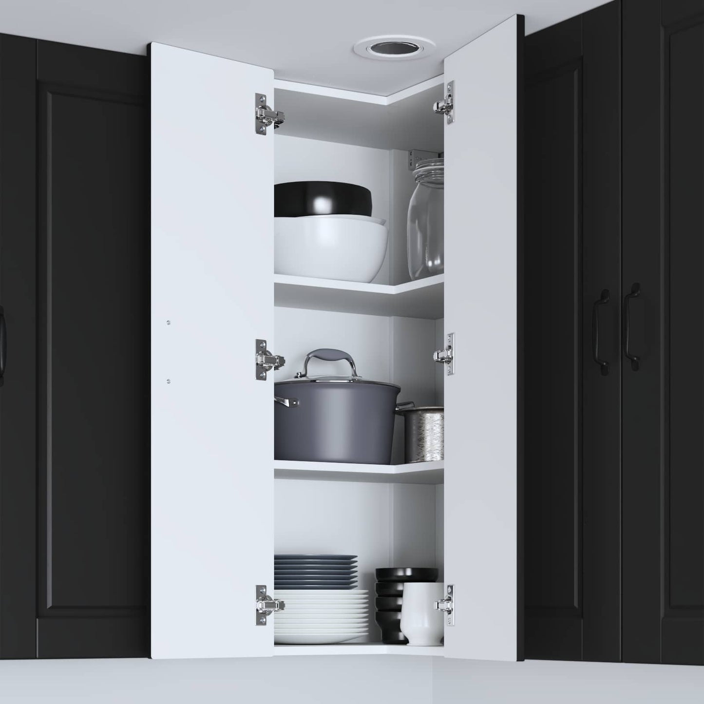 Wall Corner Cabinet PORTO Black 57 x 57 x 100 cm