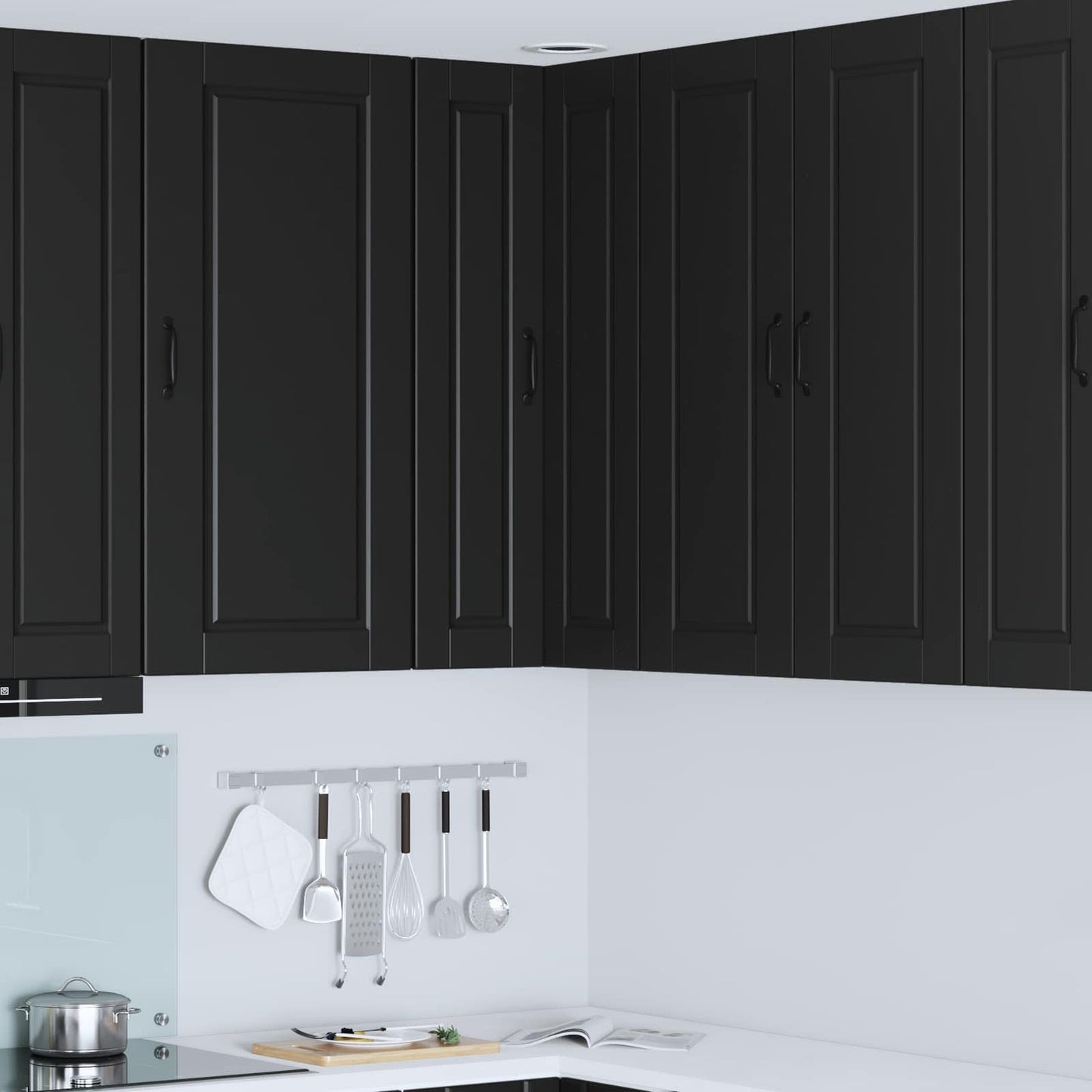 Wall Corner Cabinet PORTO Black 57 x 57 x 100 cm