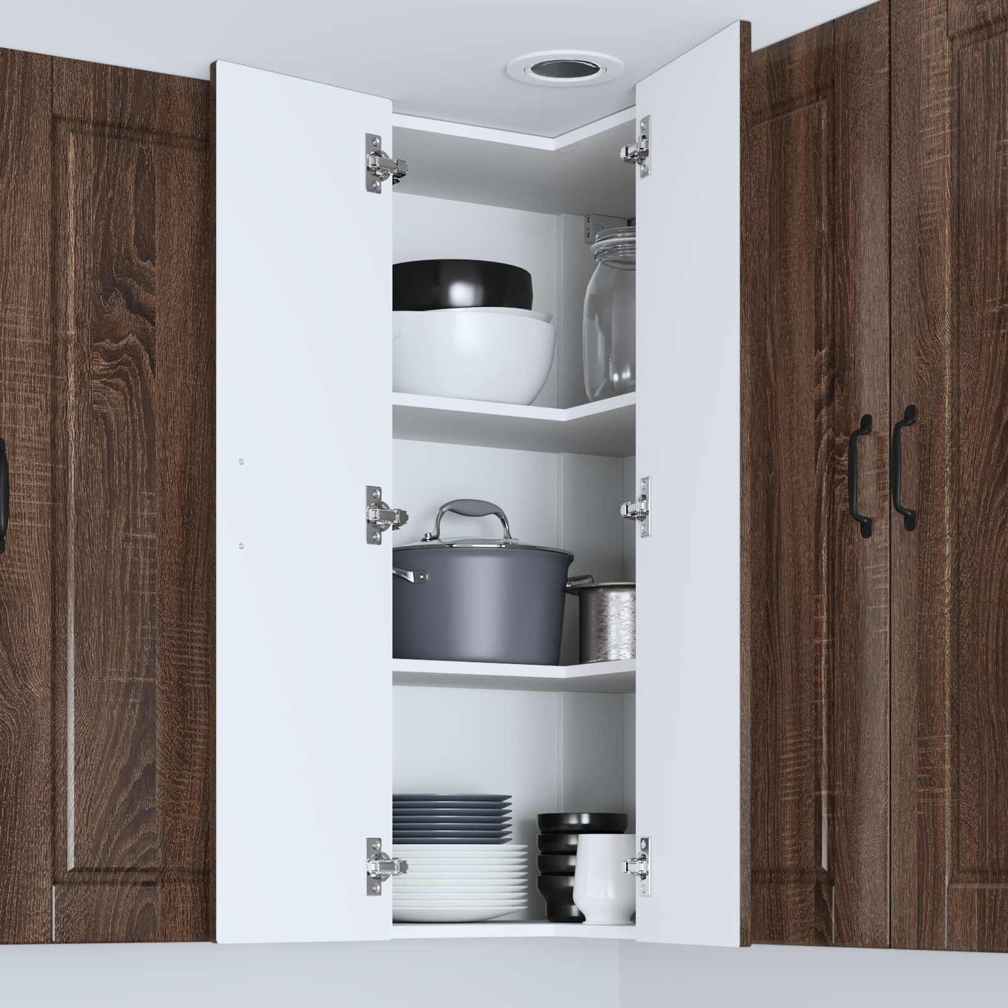 Wall Corner Cabinet PORTO Brown Oak 57 x 57 x 100 cm