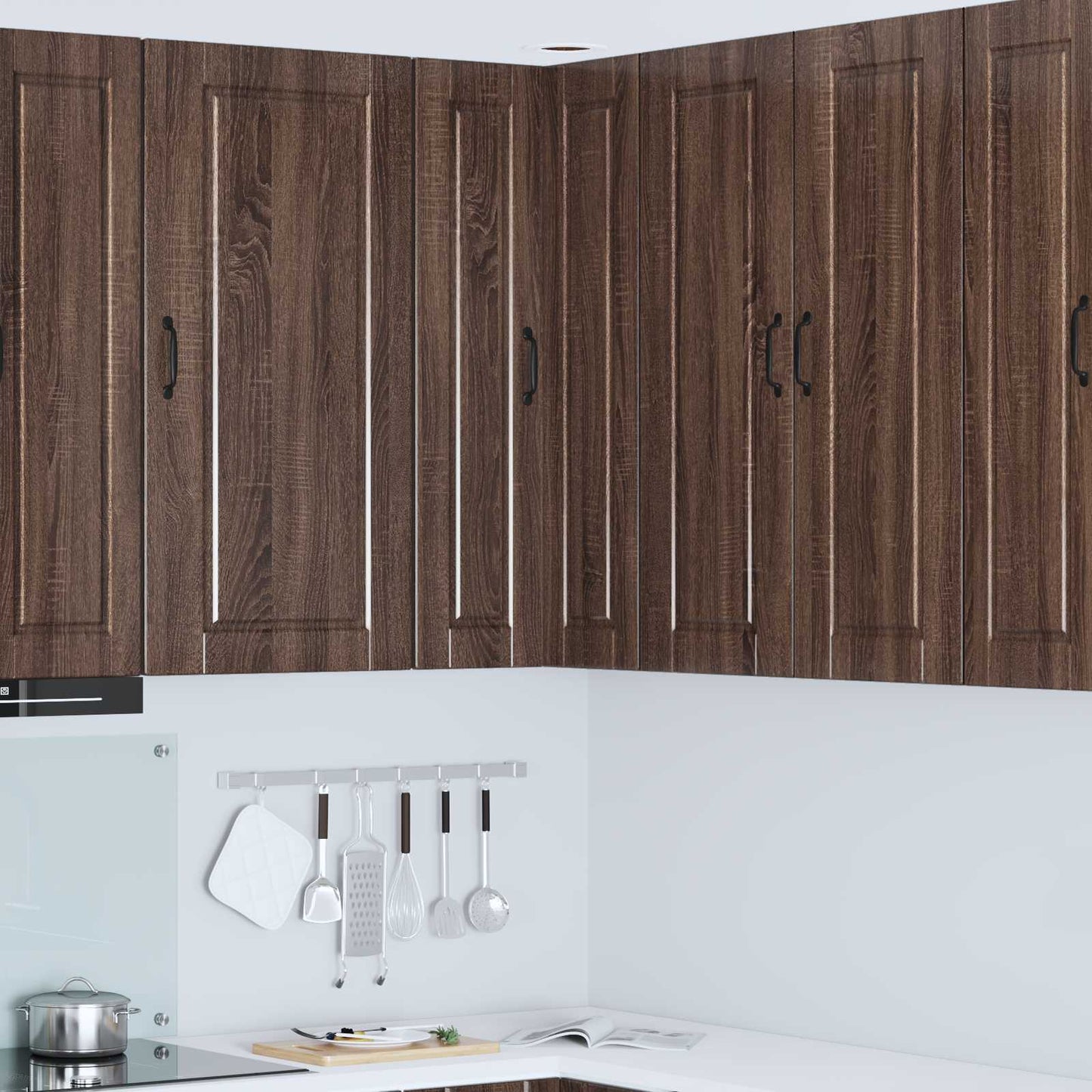 Wall Corner Cabinet PORTO Brown Oak 57 x 57 x 100 cm