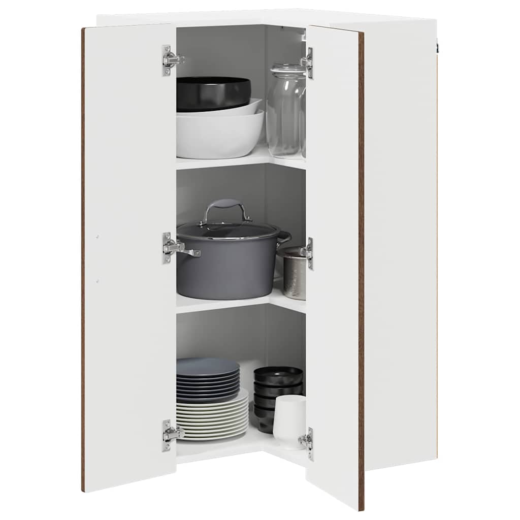 Wall Corner Cabinet PORTO Brown Oak 57 x 57 x 100 cm