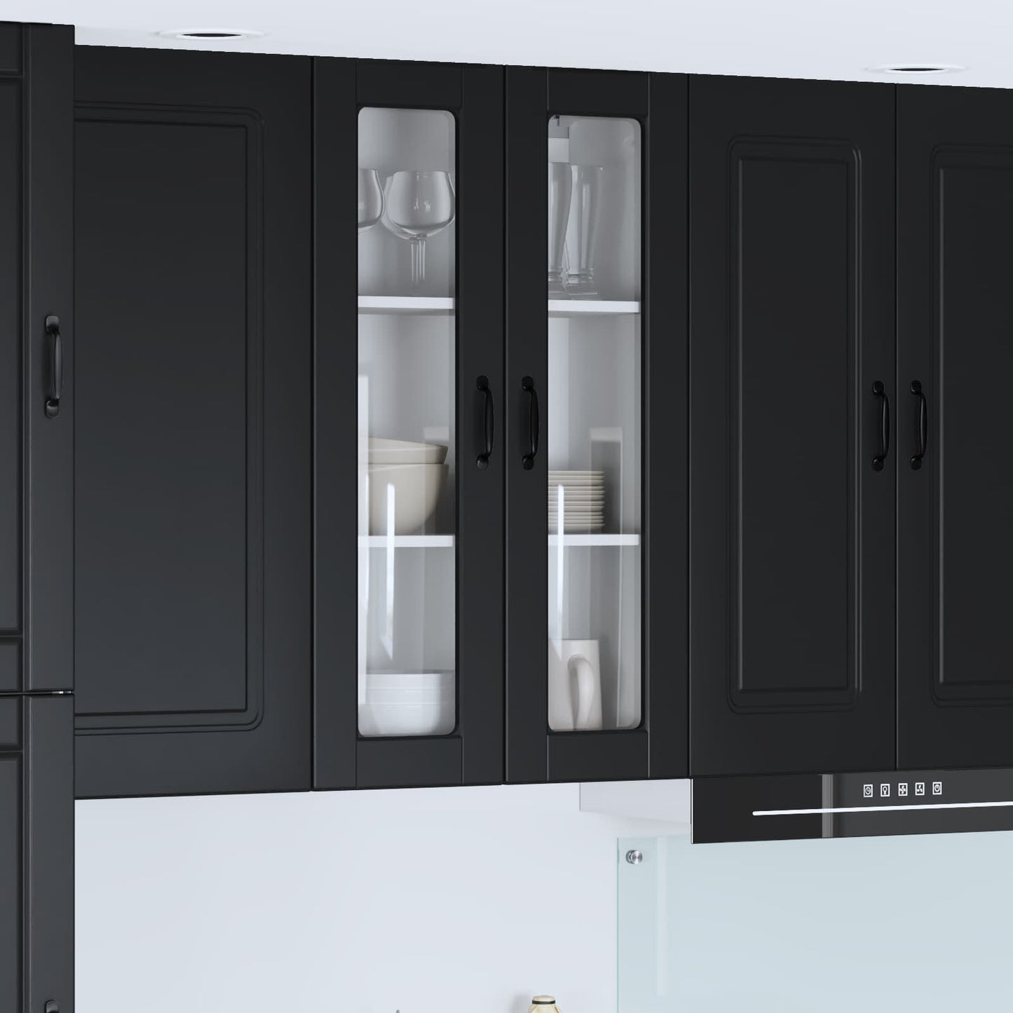 Wall Glass Cabinet PORTO Black 60 x 31 x 100 cm Engineered Wood