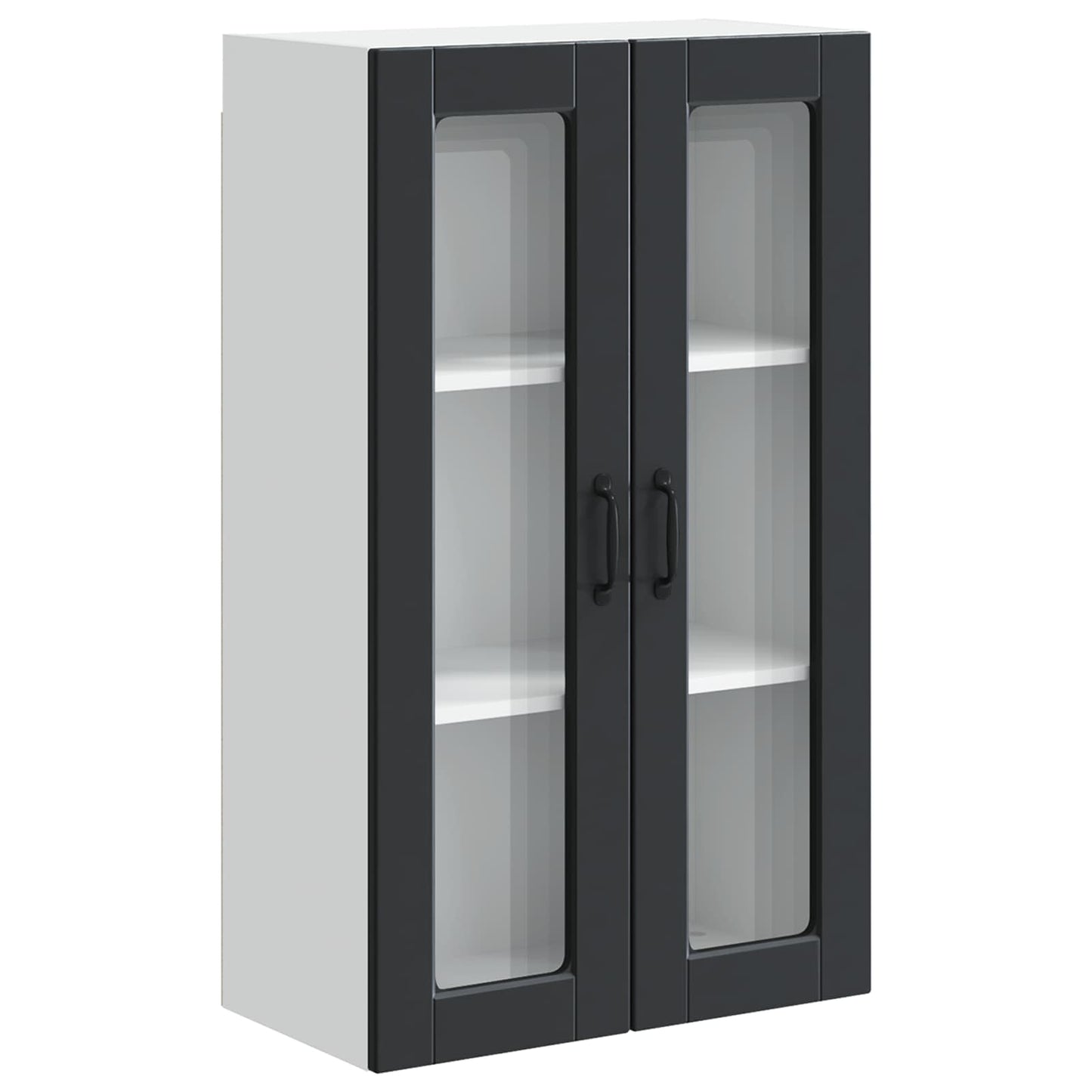 Wall Glass Cabinet PORTO Black 60 x 31 x 100 cm Engineered Wood