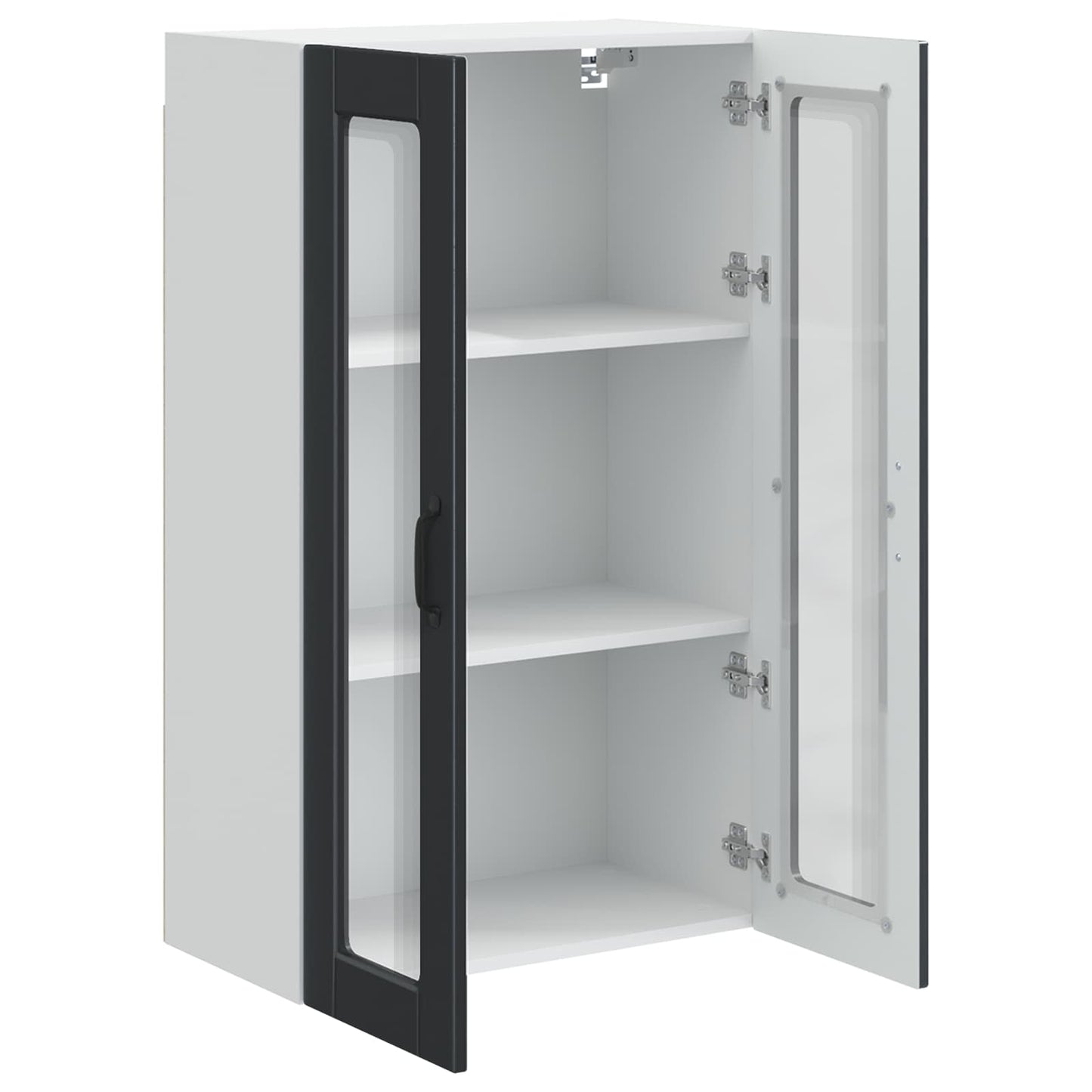 Wall Glass Cabinet PORTO Black 60 x 31 x 100 cm Engineered Wood