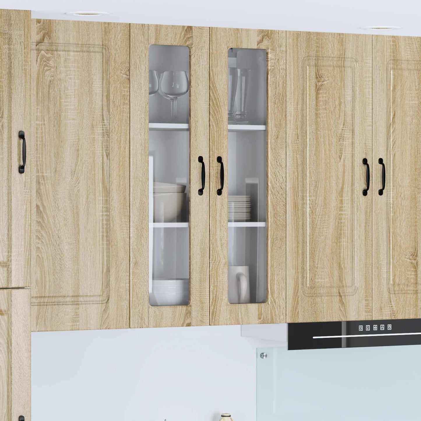 Wall Glass Cabinet PORTO Sonoma Oak 60 x 31 x 100 cm