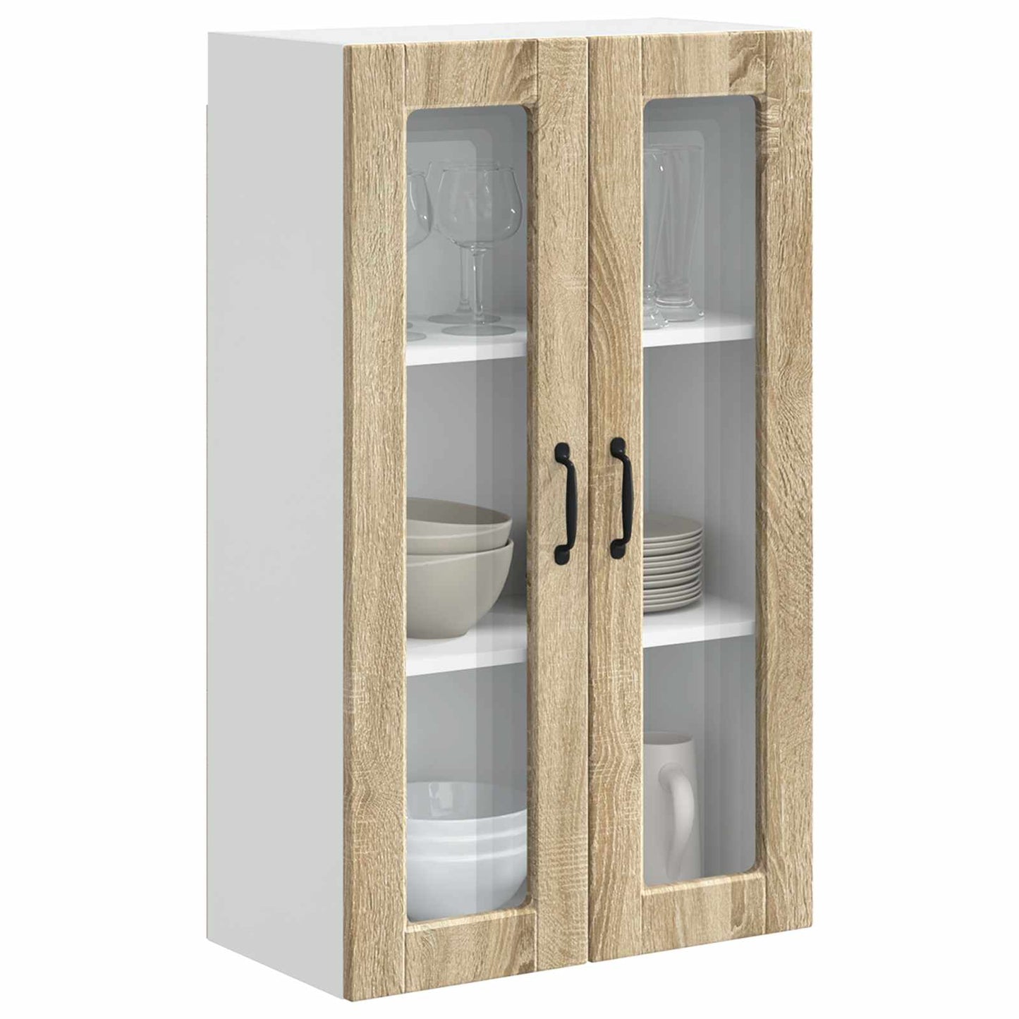 Wall Glass Cabinet PORTO Sonoma Oak 60 x 31 x 100 cm
