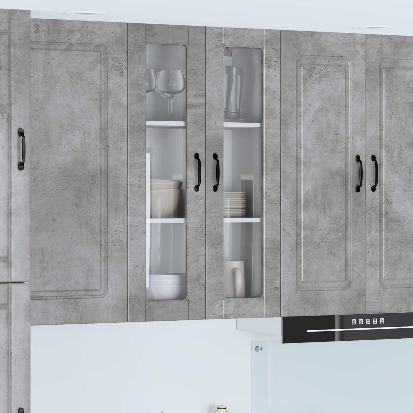 Wall Glass Cabinet PORTO Concrete Grey 60 x 31 x 100 cm