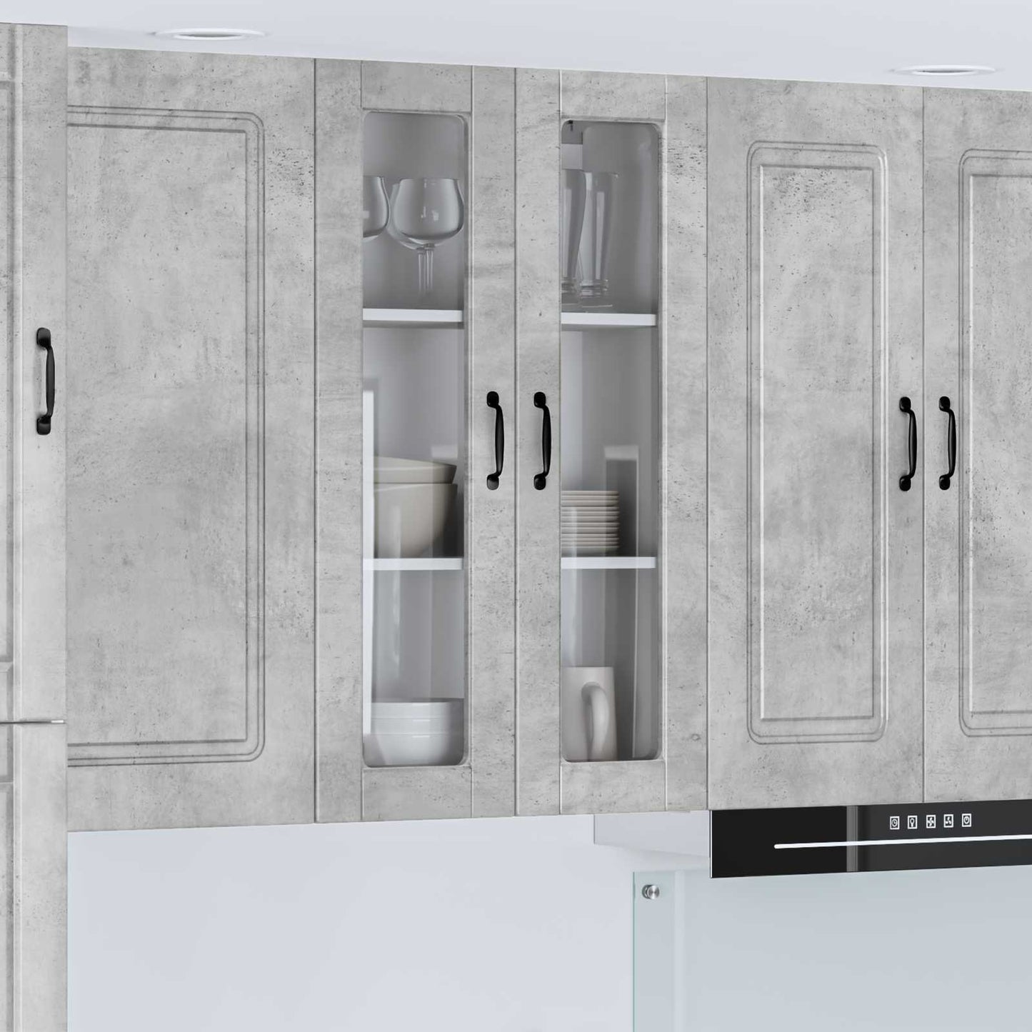 Wall Glass Cabinet PORTO Concrete Grey 60 x 31 x 100 cm