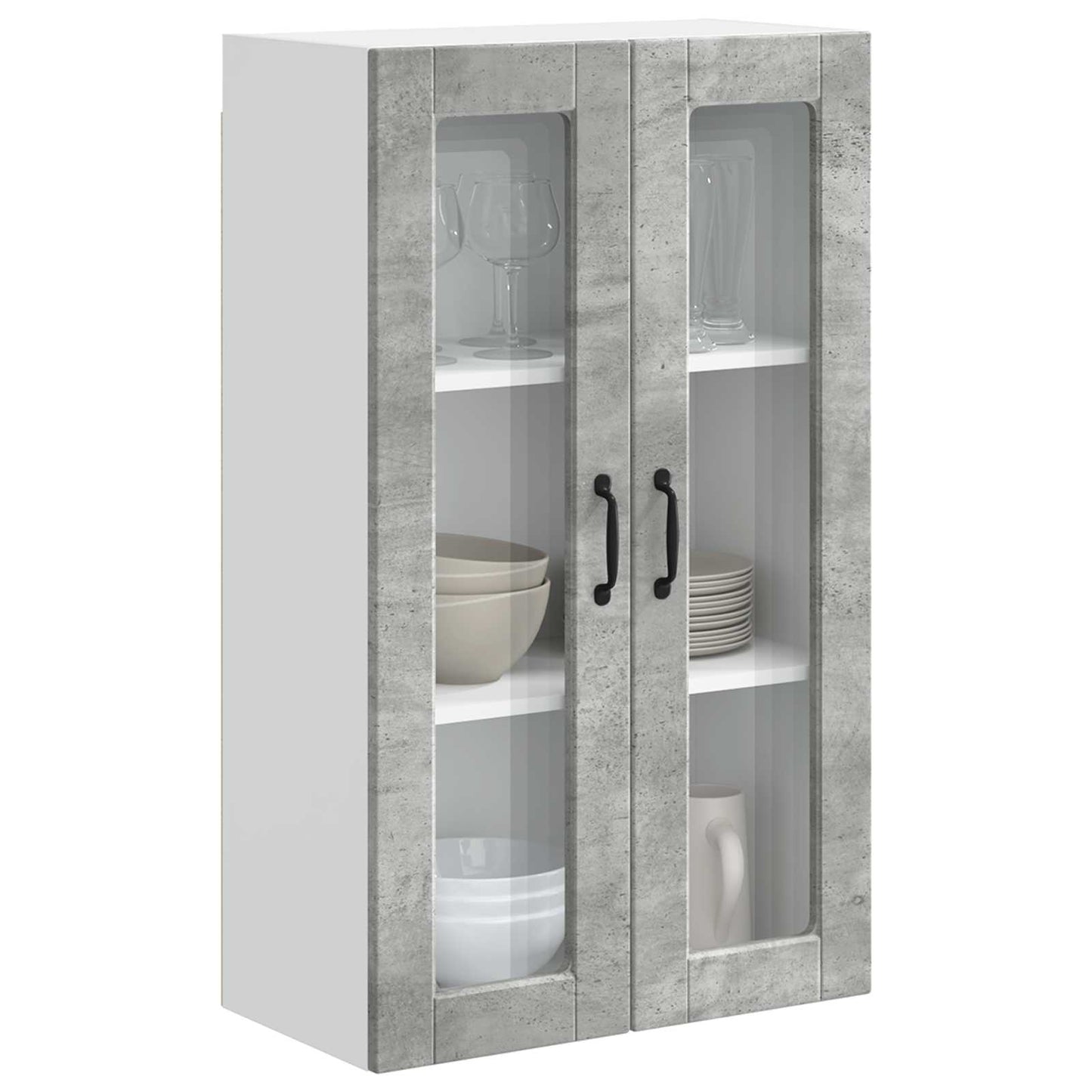 Wall Glass Cabinet PORTO Concrete Grey 60 x 31 x 100 cm