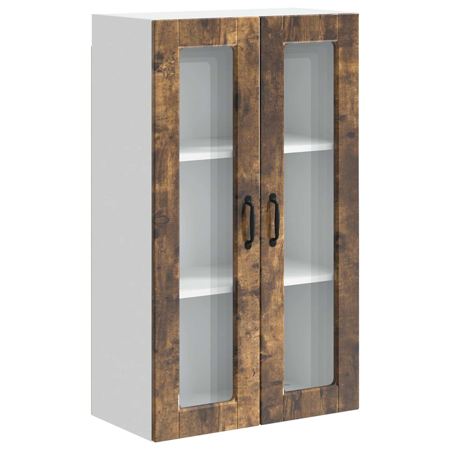 Wall Glass Cabinet PORTO Smoked Oak 60 x 31 x 100 cm