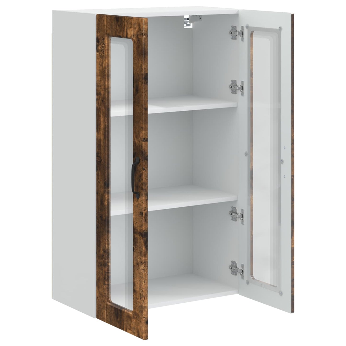 Wall Glass Cabinet PORTO Smoked Oak 60 x 31 x 100 cm