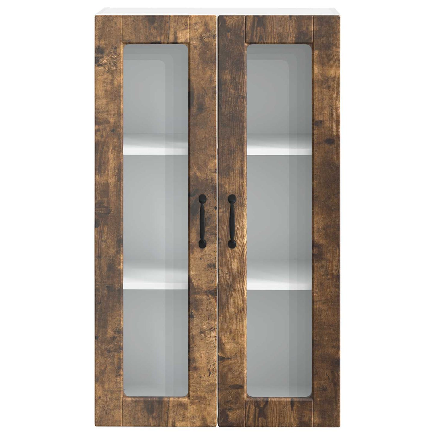 Wall Glass Cabinet PORTO Smoked Oak 60 x 31 x 100 cm