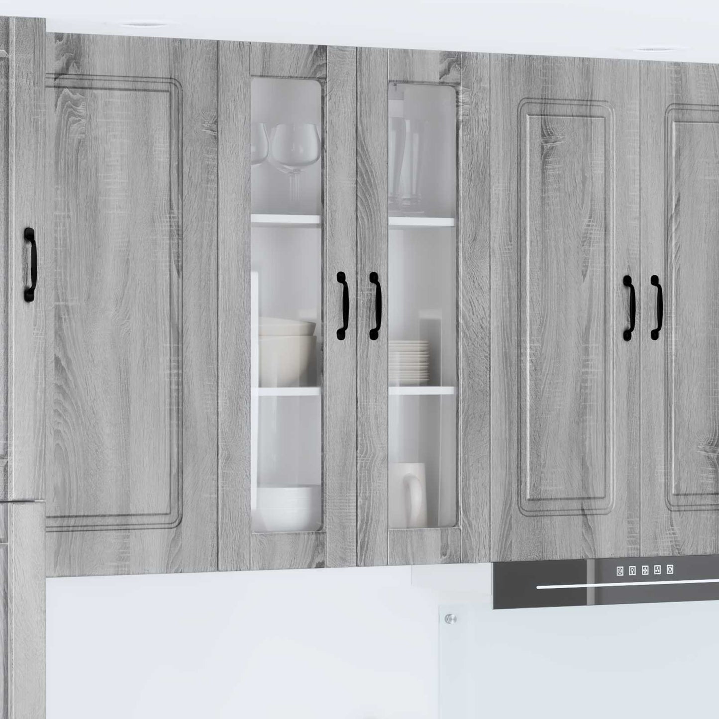 Wall Glass Cabinet PORTO Grey Sonoma 60 x 31 x 100 cm