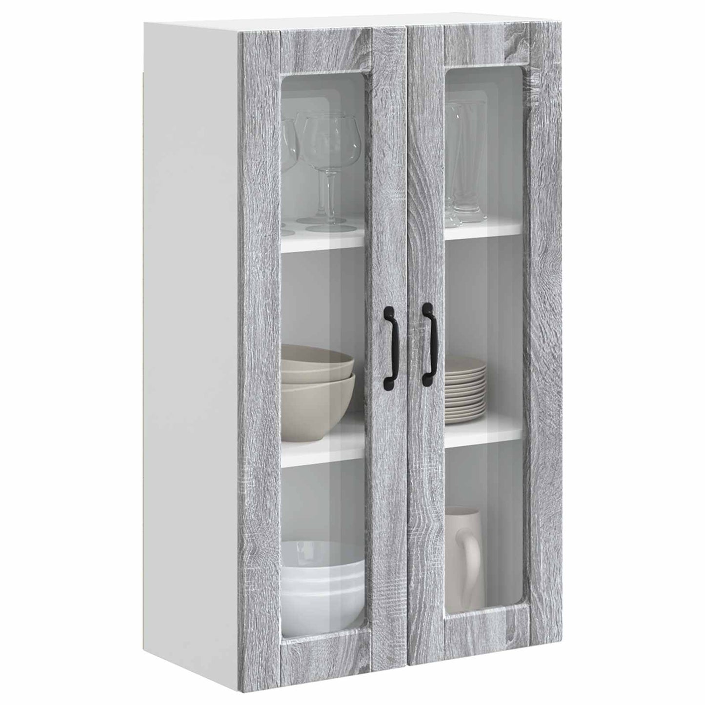Wall Glass Cabinet PORTO Grey Sonoma 60 x 31 x 100 cm