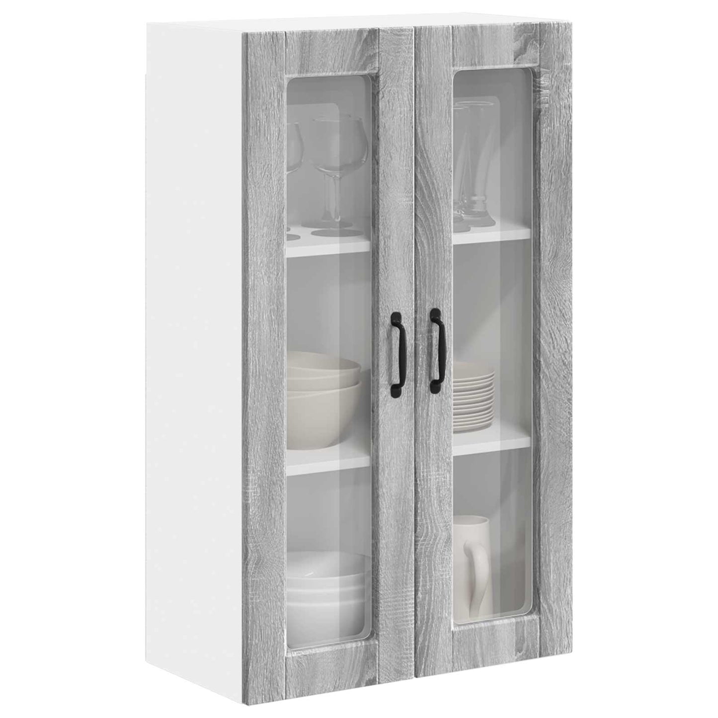 Wall Glass Cabinet PORTO Grey Sonoma 60 x 31 x 100 cm