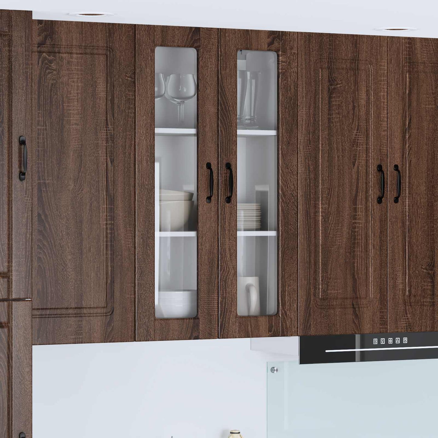 Wall Glass Cabinet PORTO Brown Oak 60 x 31 x 100 cm