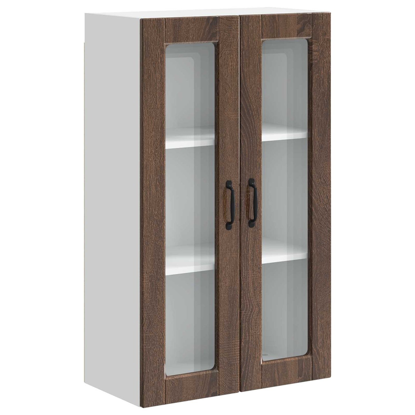 Wall Glass Cabinet PORTO Brown Oak 60 x 31 x 100 cm