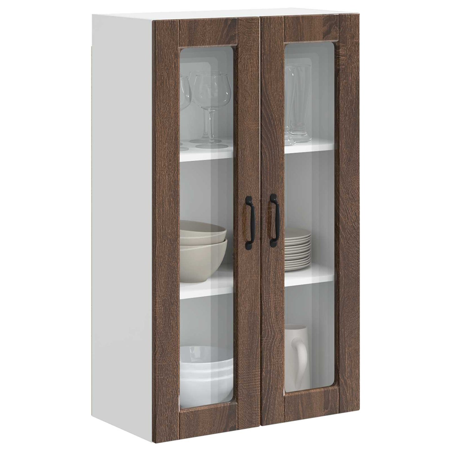 Wall Glass Cabinet PORTO Brown Oak 60 x 31 x 100 cm