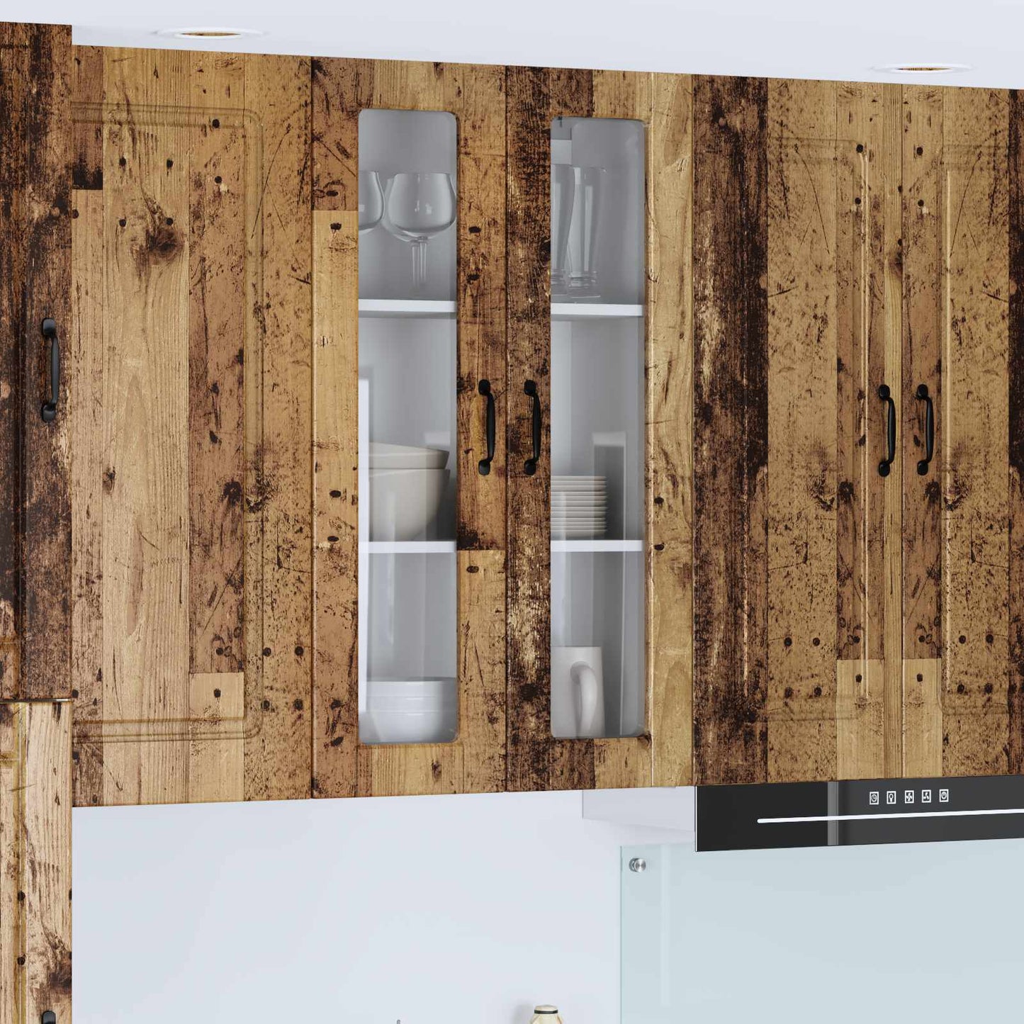 Wall Glass Cabinet PORTO Old Wood 60 x 31 x 100 cm