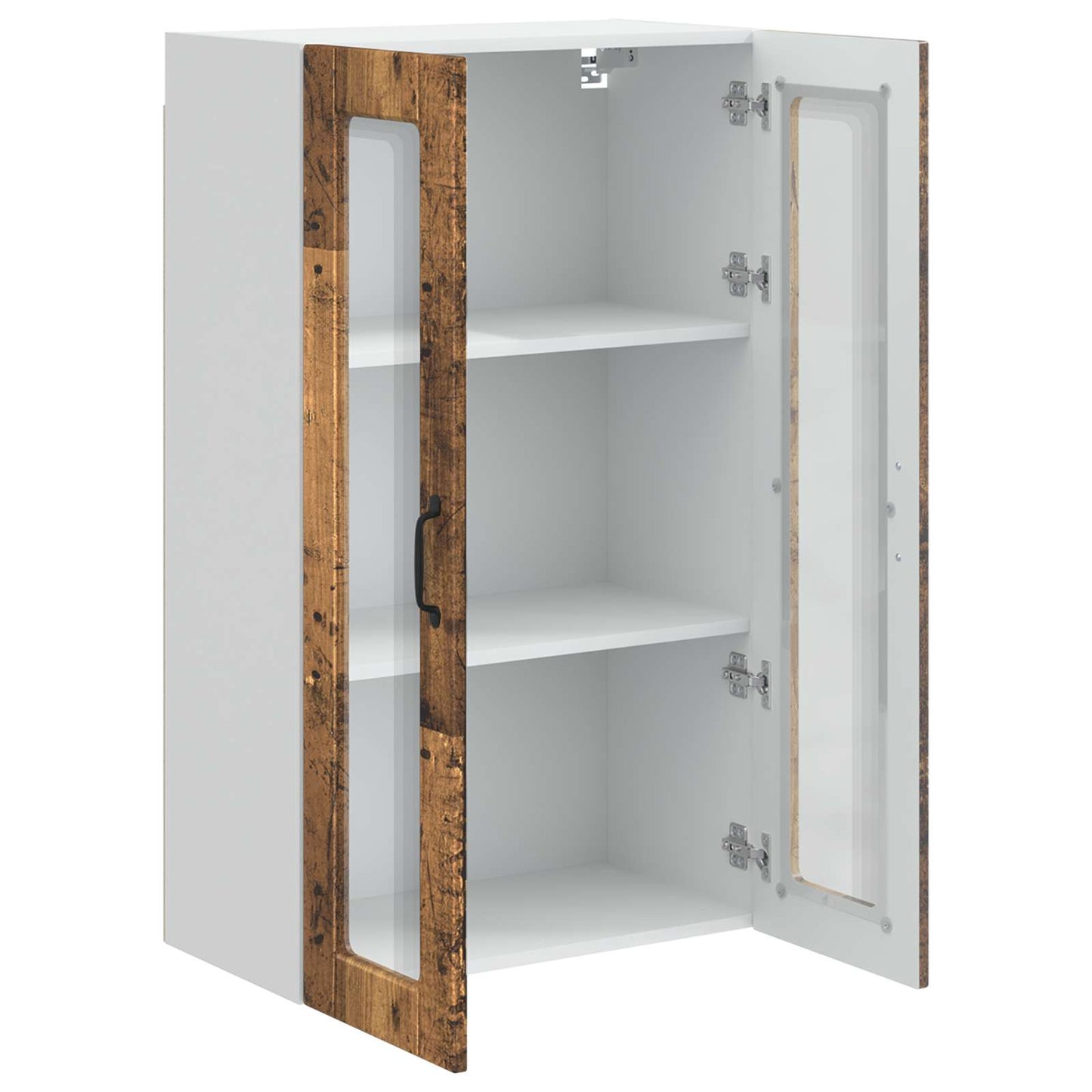 Wall Glass Cabinet PORTO Old Wood 60 x 31 x 100 cm