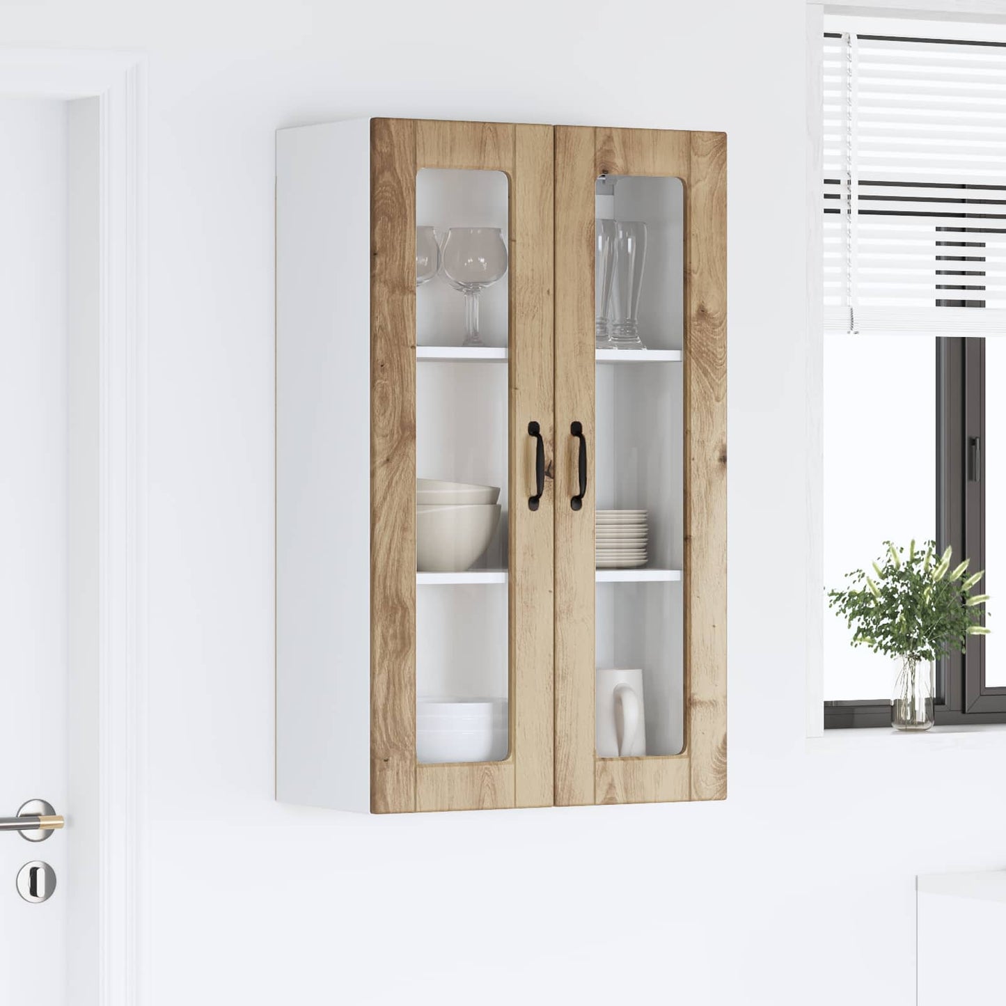 Wall Glass Cabinet PORTO Artisan Oak 60 x 31 x 100 cm