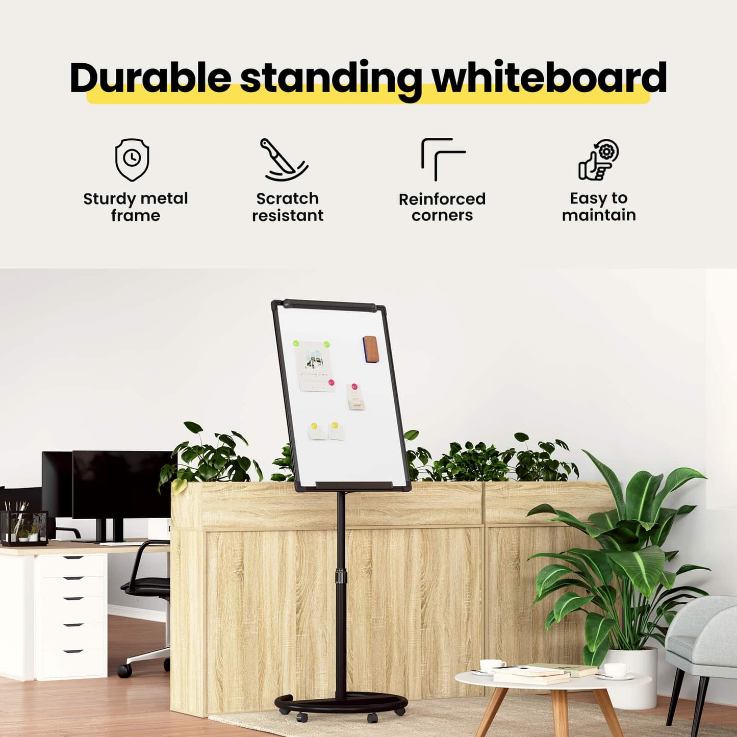 Magnetic Whiteboard Black and White 62 x 62.5 x 197 cm EPS