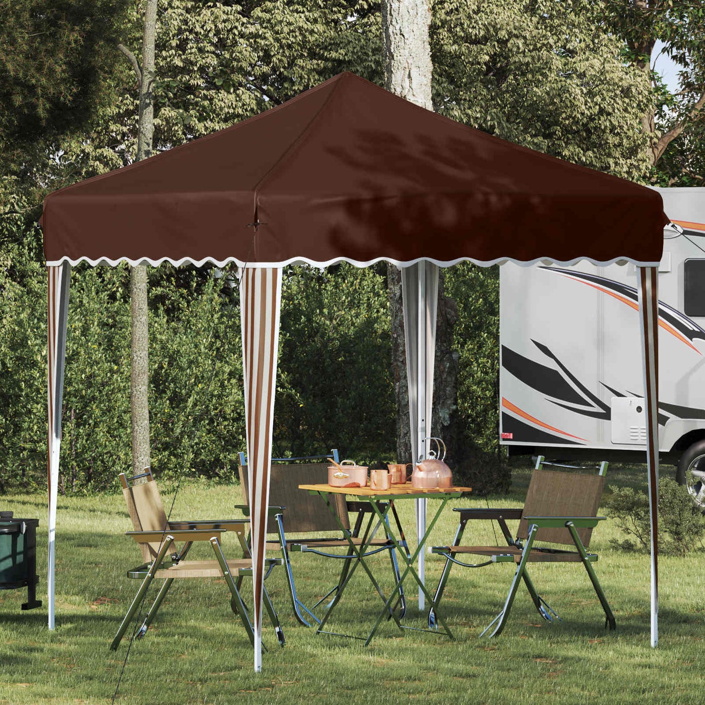 Pop-up Party Tent 195 x 195 x 245 cm Brown Oxford Fabric