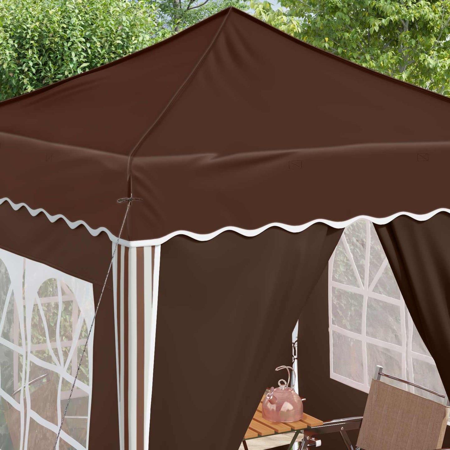 Pop-up Party Tent 195 x 195 x 245 cm Brown Oxford Fabric