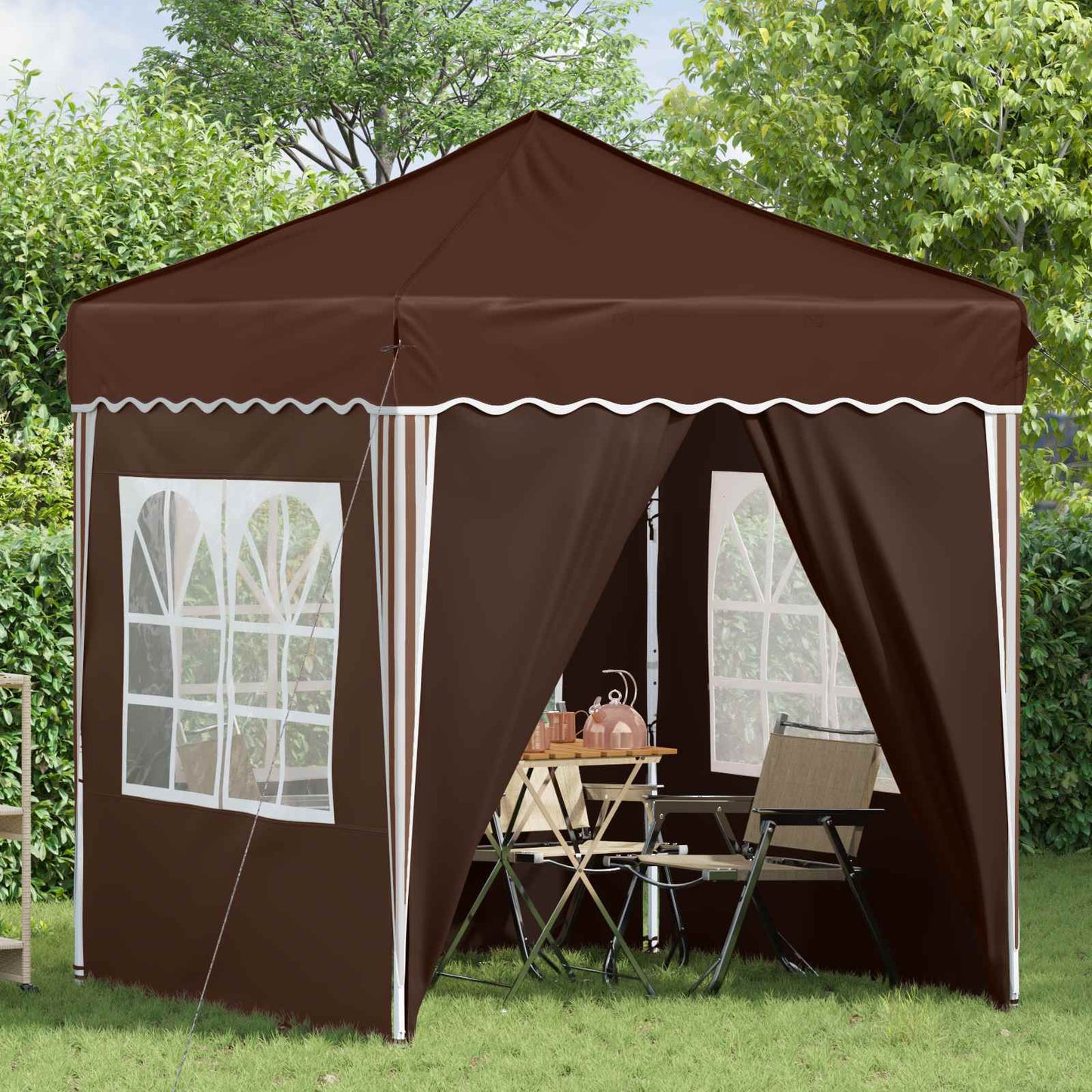 Pop-up Party Tent 195 x 195 x 245 cm Brown Oxford Fabric