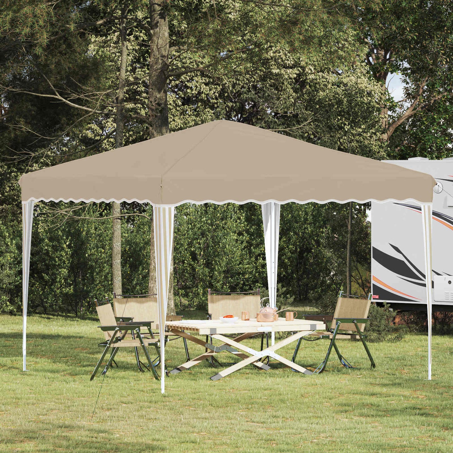 Pop-up Party Tent 288 x 288 x 245 cm Cream Oxford Fabric