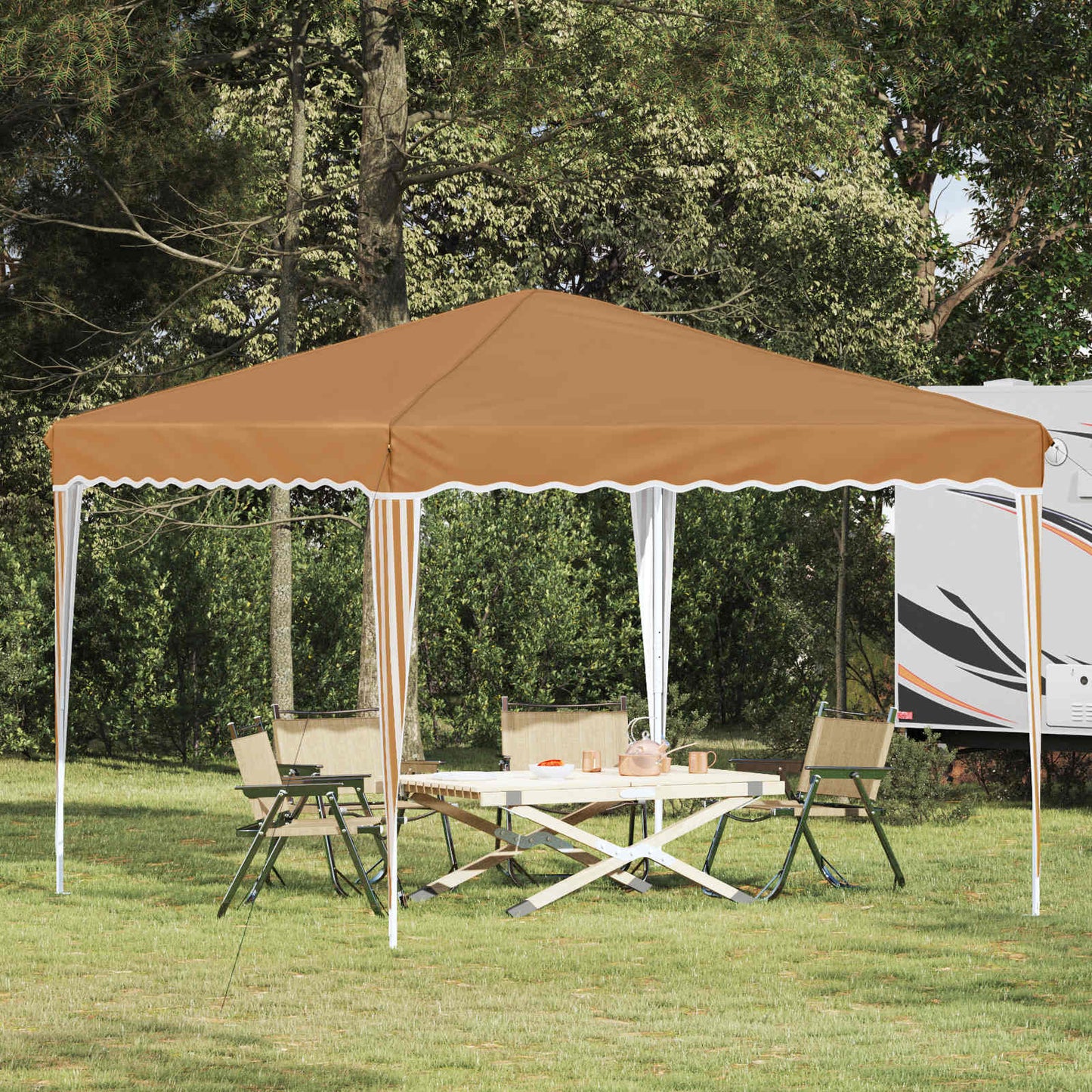Pop-up Party Tent 288 x 288 x 245 cm Beige Oxford Fabric