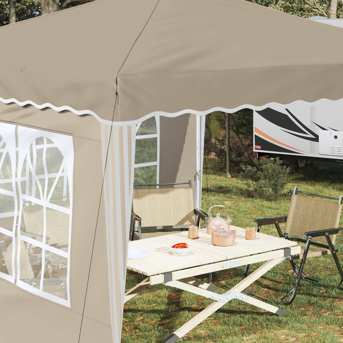 Pop-up Party Tent 288 x 288 x 245 cm Cream Oxford Fabric