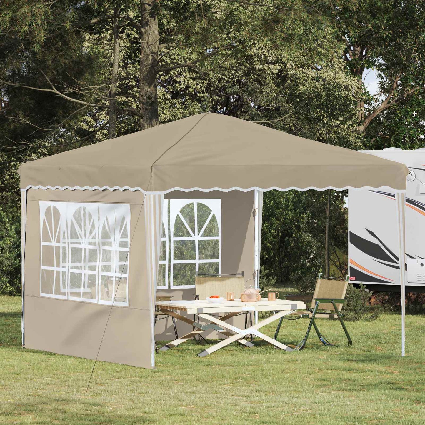 Pop-up Party Tent 288 x 288 x 245 cm Cream Oxford Fabric
