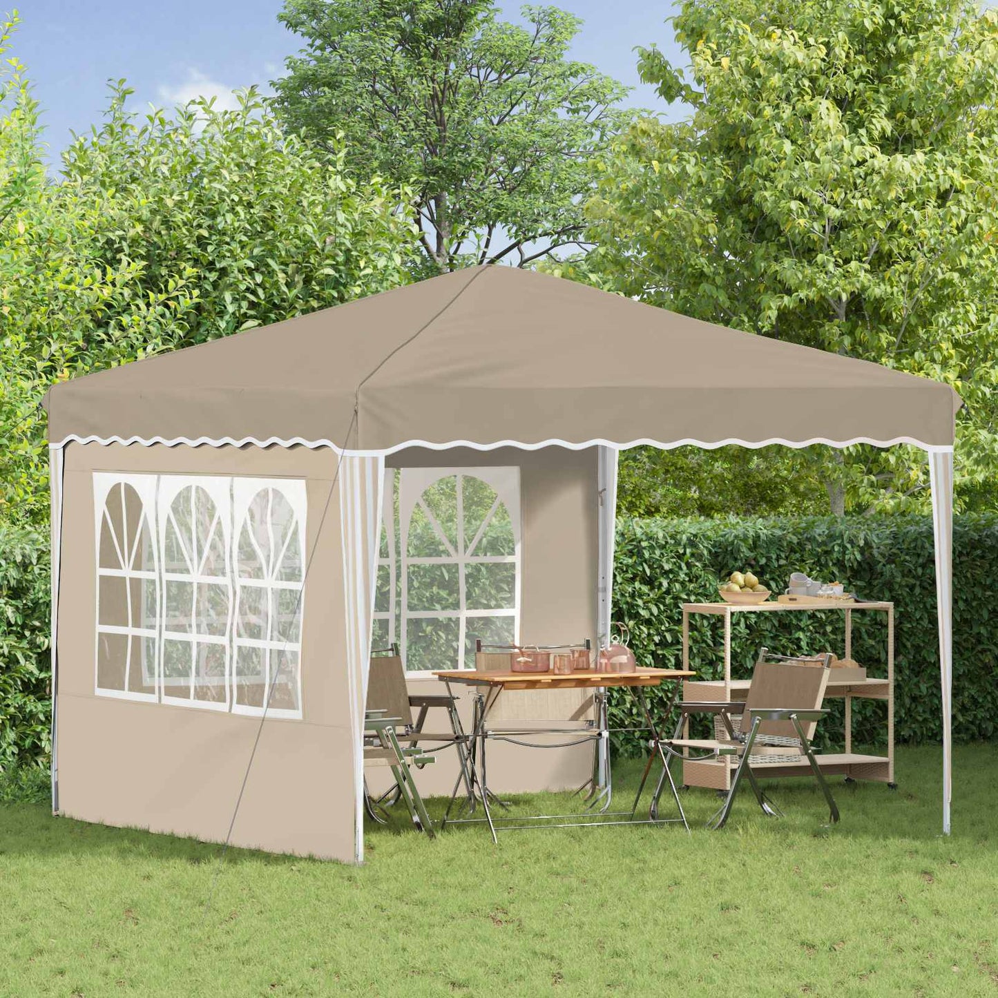 Pop-up Party Tent 288 x 288 x 245 cm Cream Oxford Fabric