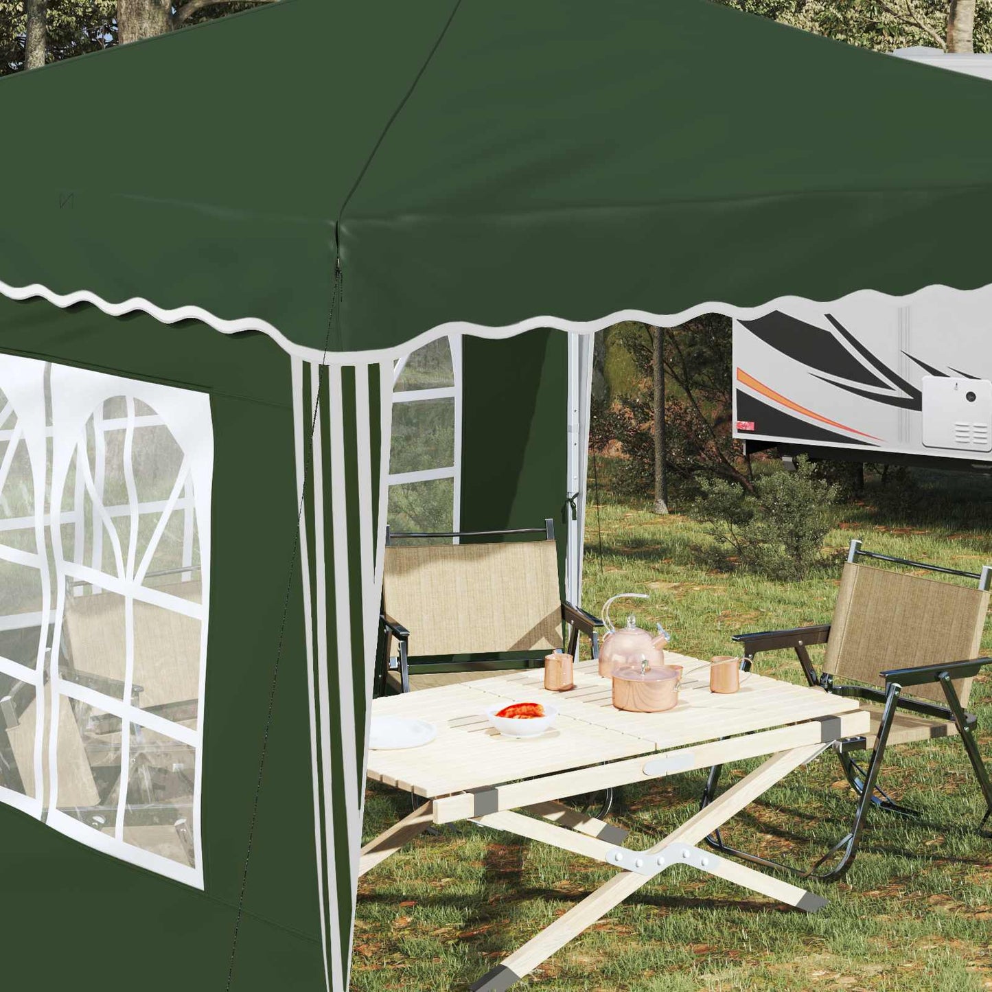 Pop-up Party Tent 288 x 288 x 245 cm Green Oxford Fabric