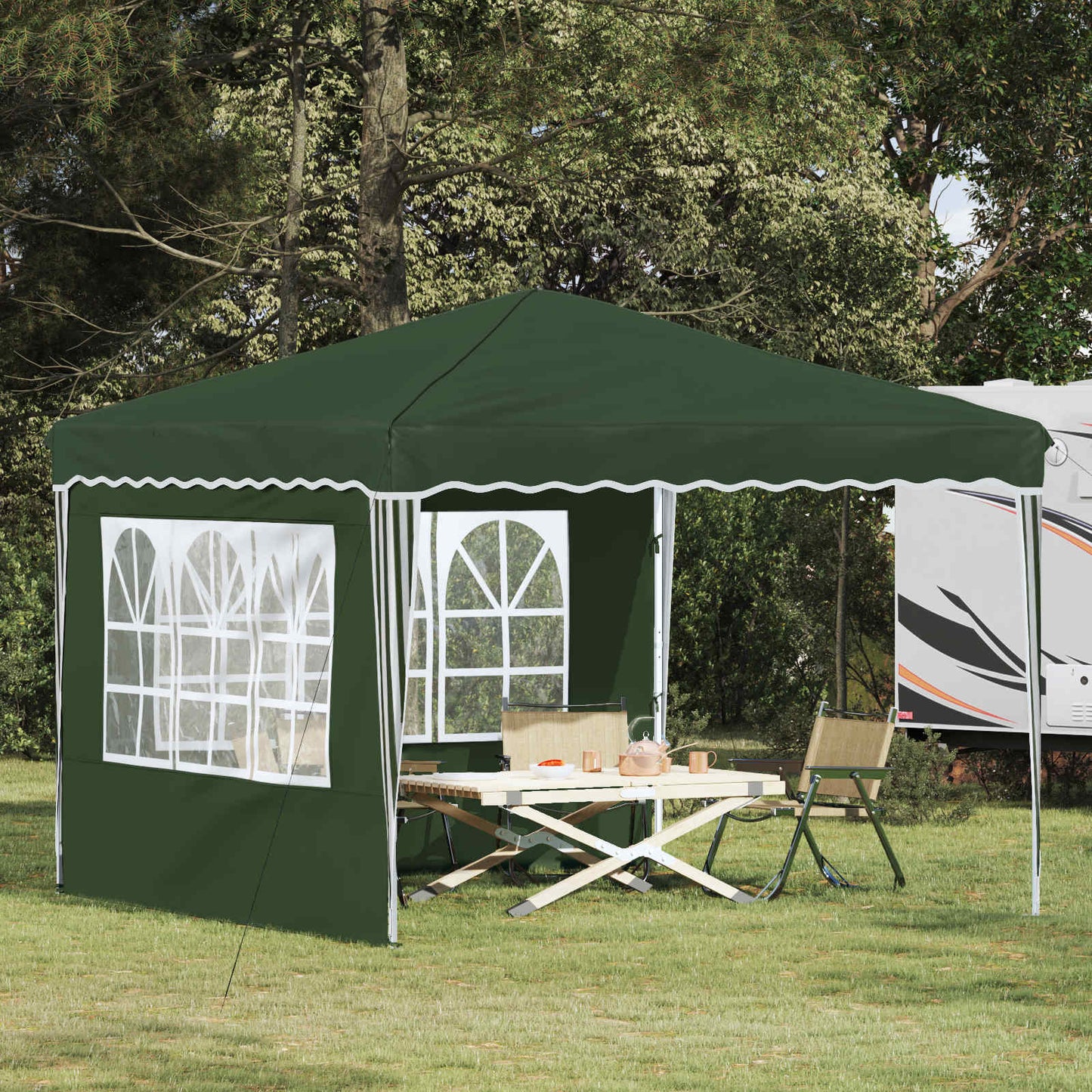 Pop-up Party Tent 288 x 288 x 245 cm Green Oxford Fabric