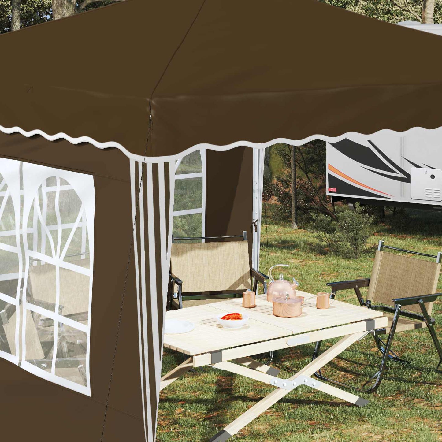 Pop-up Party Tent 288 x 288 x 245 cm Taupe Oxford Fabric