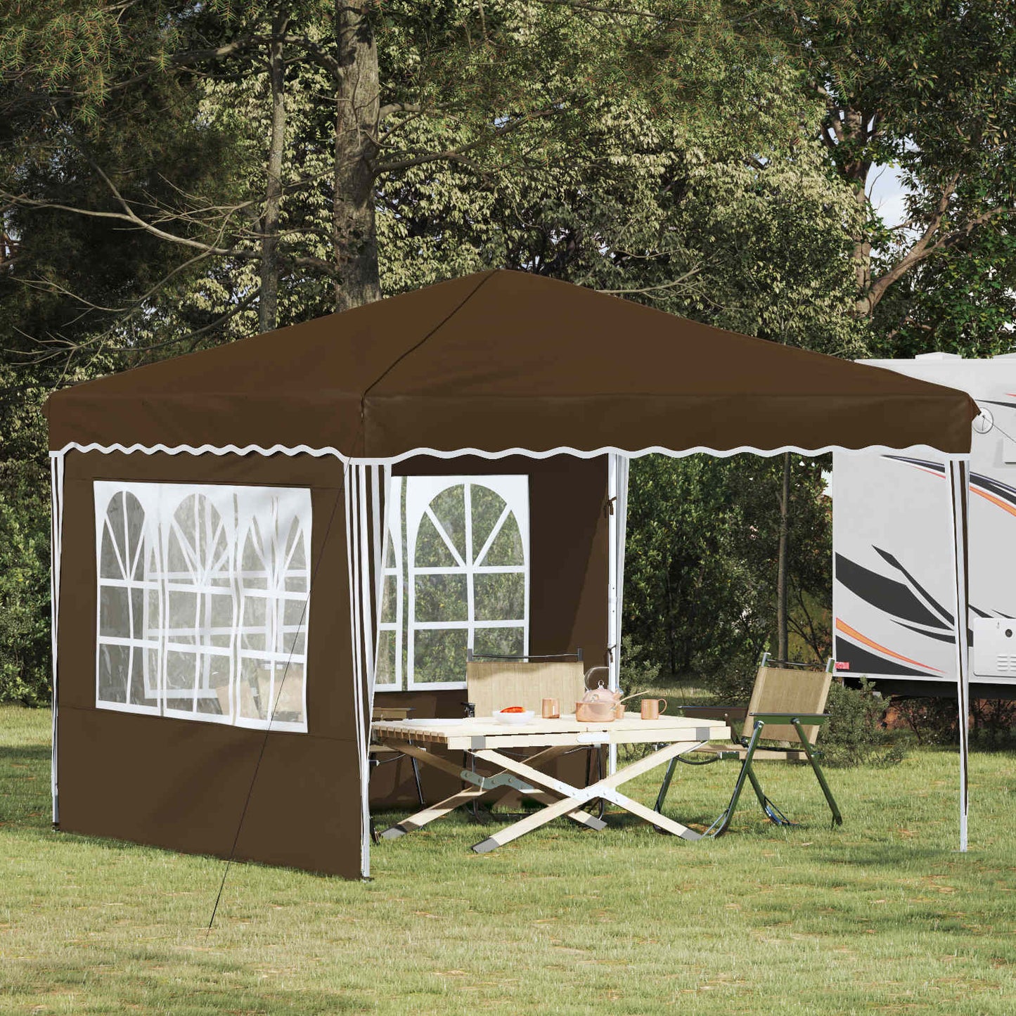 Pop-up Party Tent 288 x 288 x 245 cm Taupe Oxford Fabric