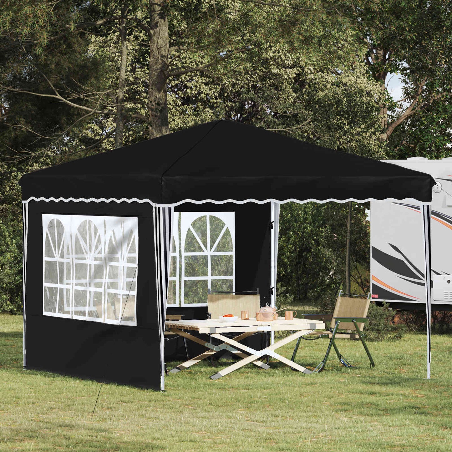 Pop-up Party Tent 288 x 288 x 245 cm Black Oxford Fabric