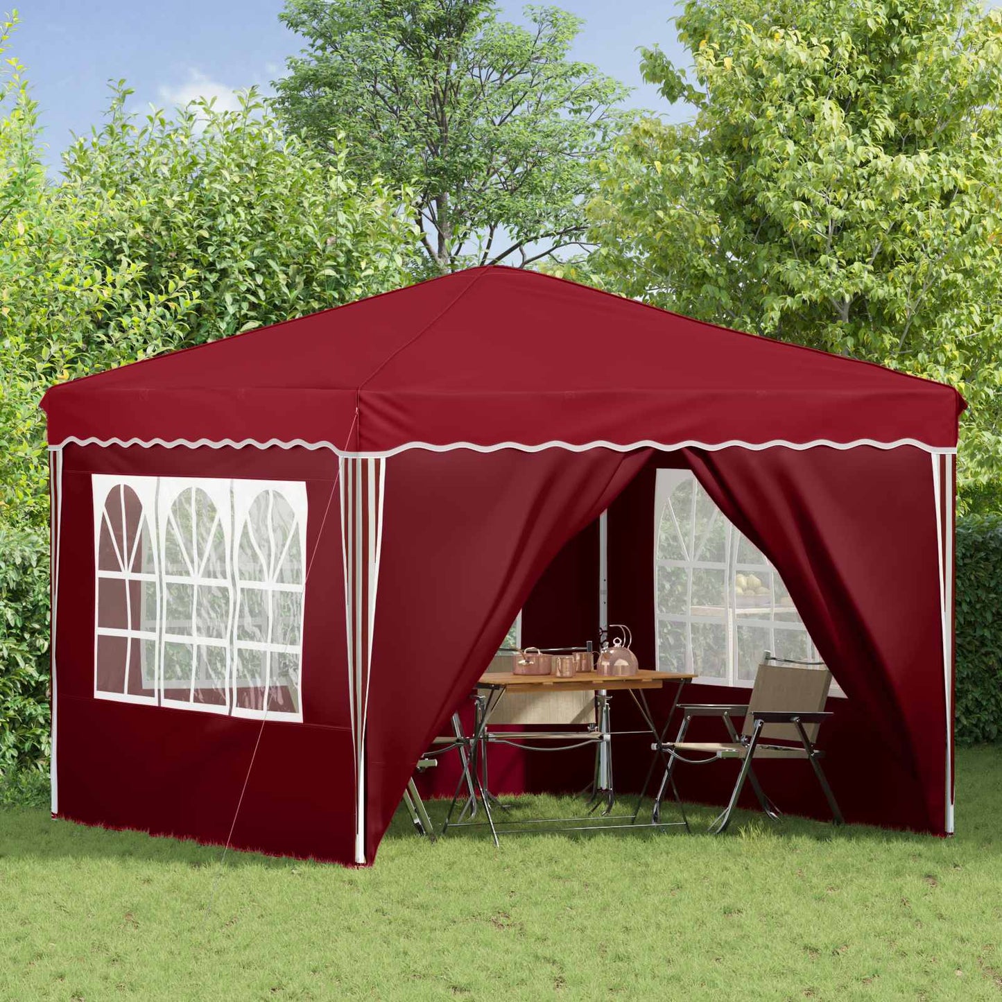 Pop-up Party Tent 288 x 288 x 245 cm Burgundy Oxford Fabric