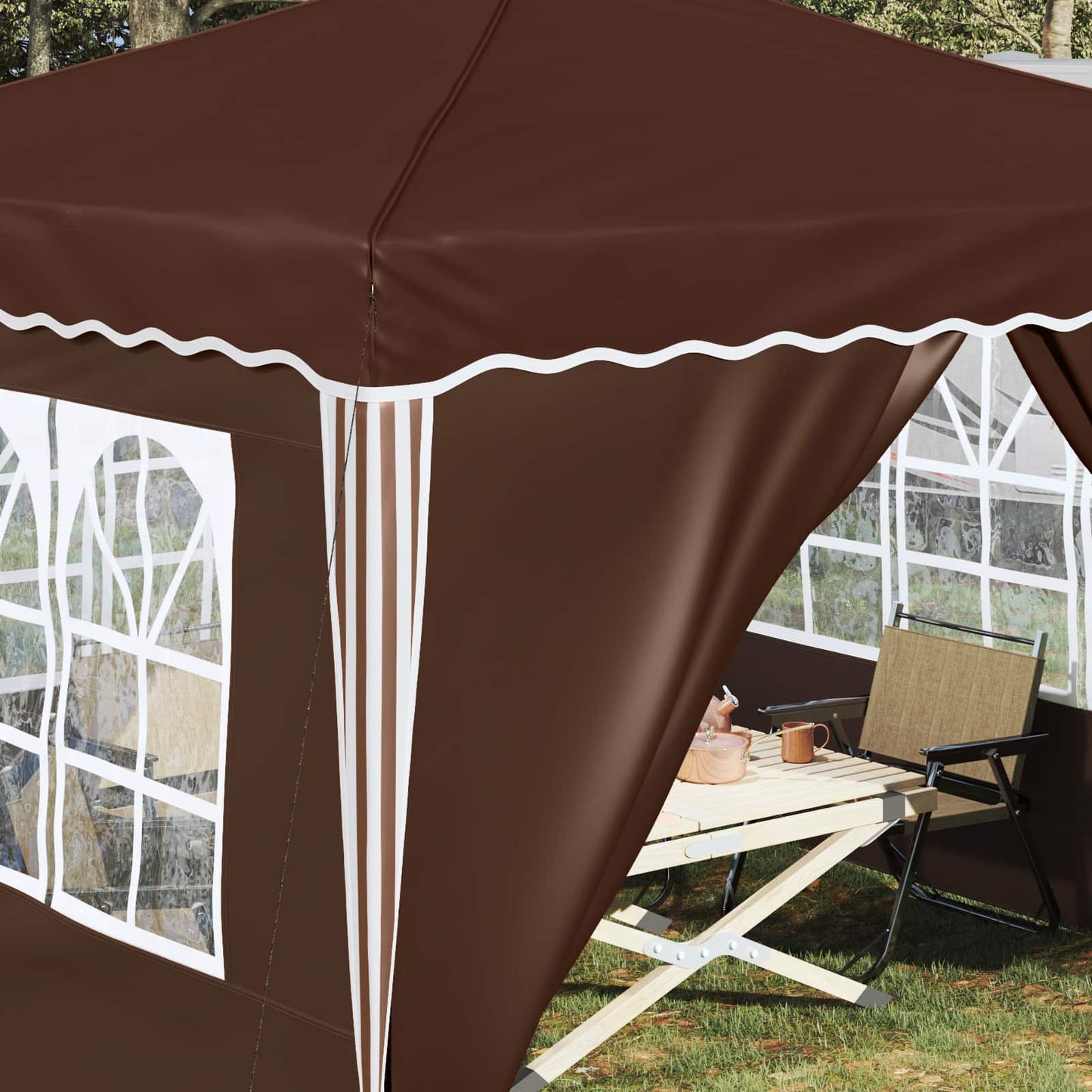 Pop-up Party Tent 288 x 288 x 245 cm Brown Oxford Fabric