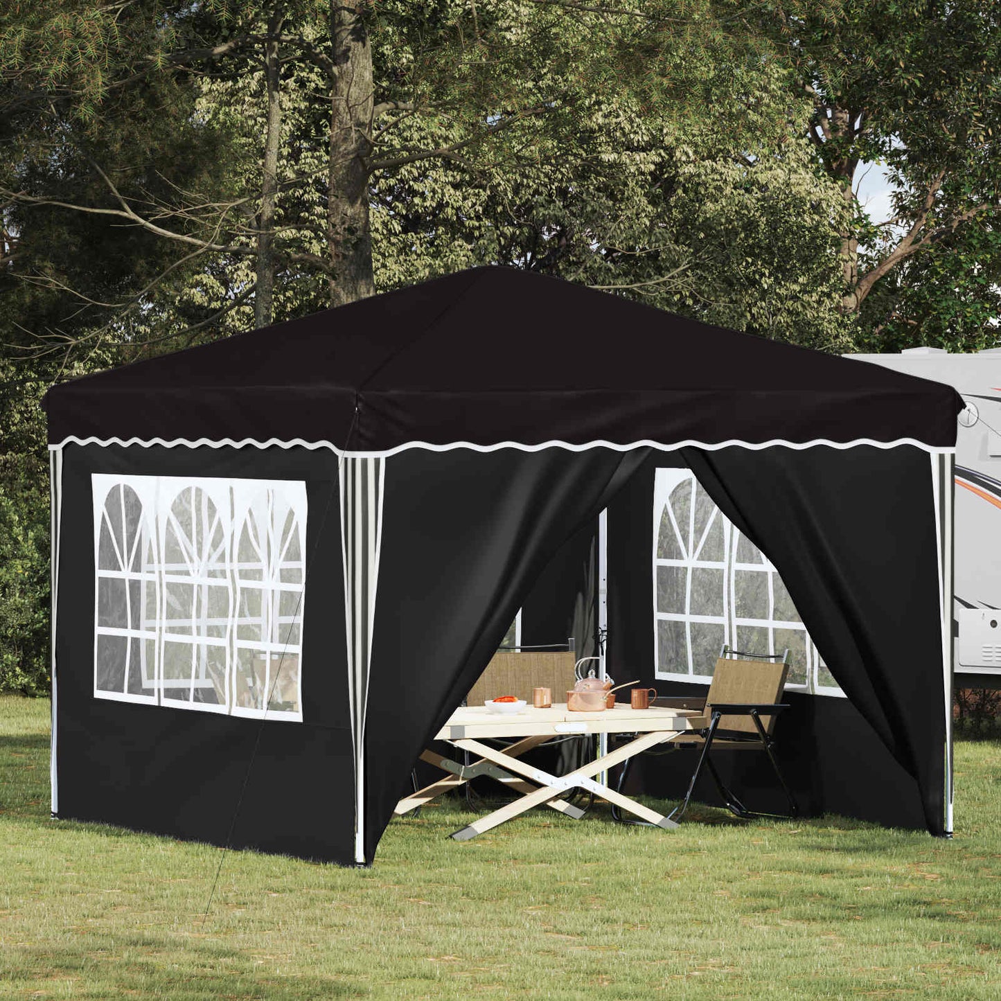 Pop-up Party Tent 288 x 288 x 245 cm Black Oxford Fabric